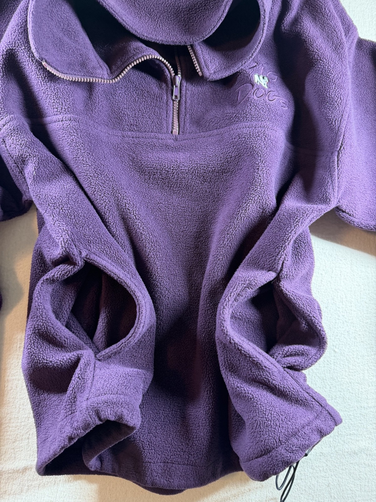 Big Dogs Men’s Fleece Pullover Medium Purple 1/4 Zip Embroidered Logo Retro