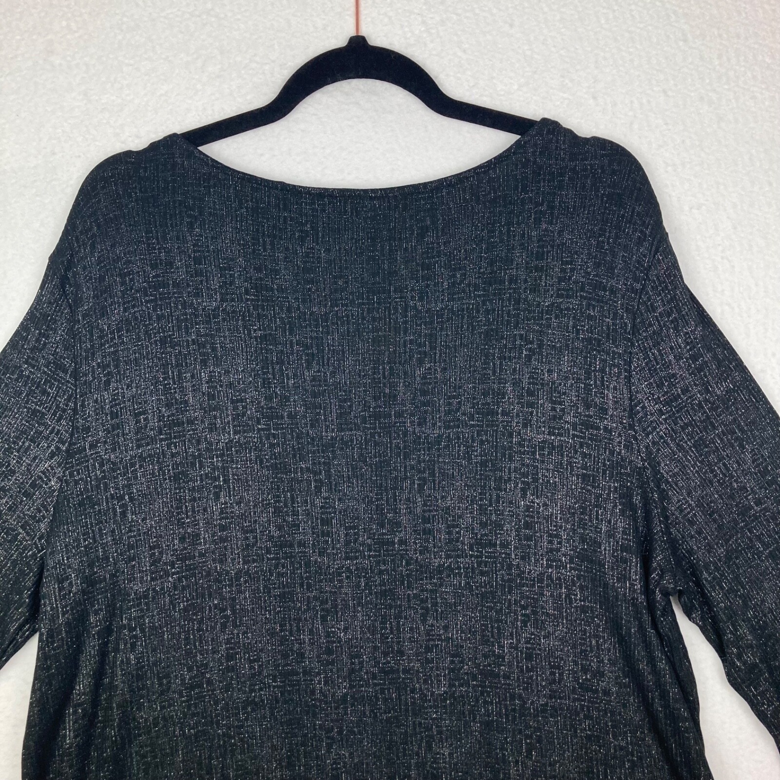Chico’s Black Twisted Keyhole Foil 3QTR Top LS Fashion Knit Size 3