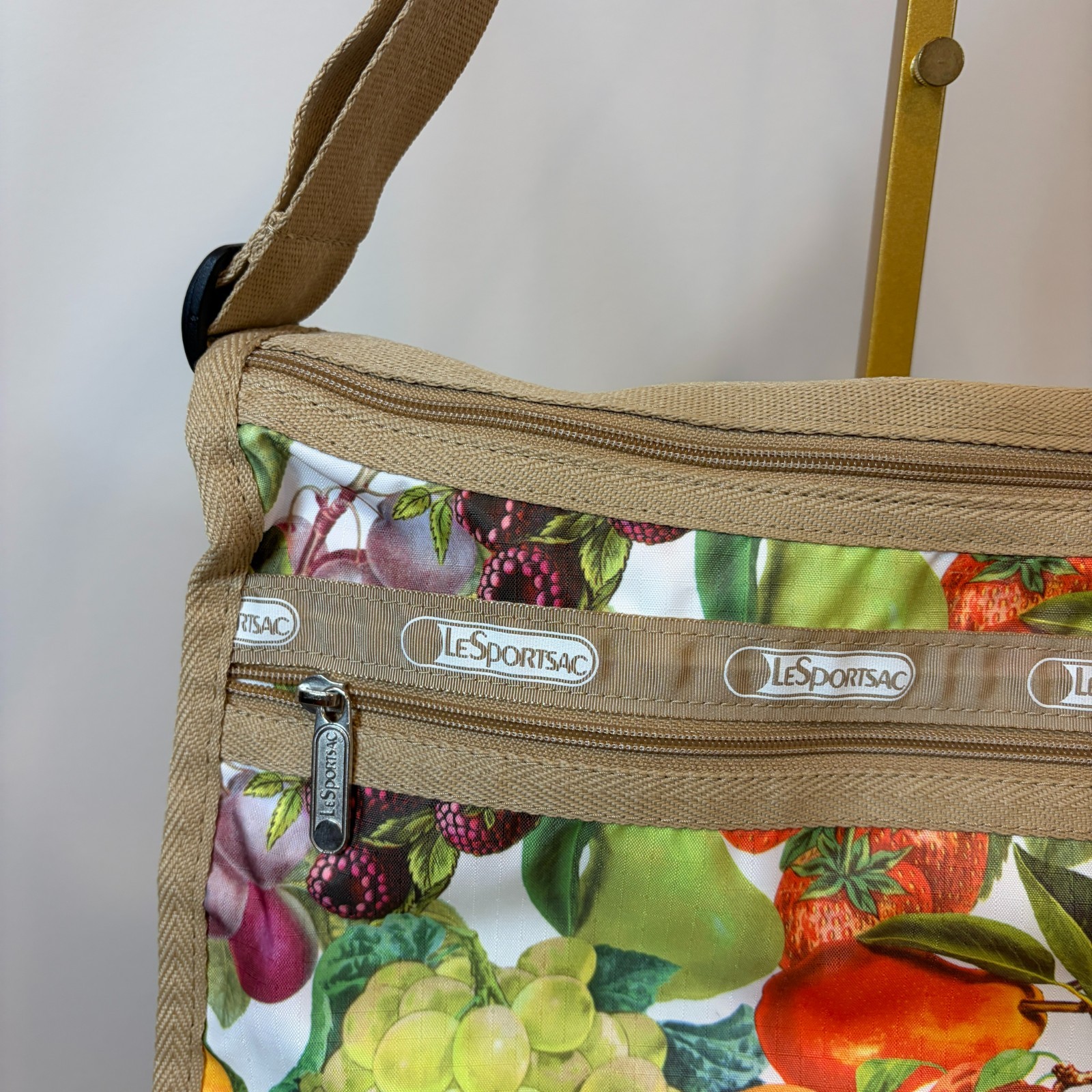 LeSportsac Fruit Print Expandable Shoulder Bag Crossbody w/ Pouch Retail $140