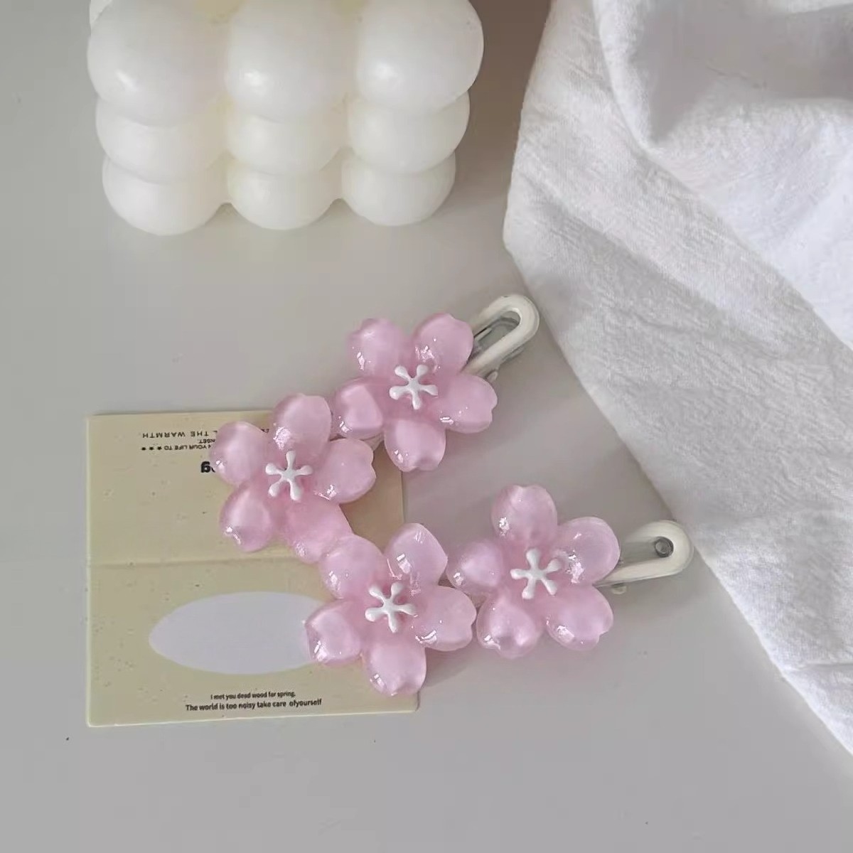 7CM Cherry Blossom Hair Clip Side Bangs Clip Women Hair Accessory 1 Pair