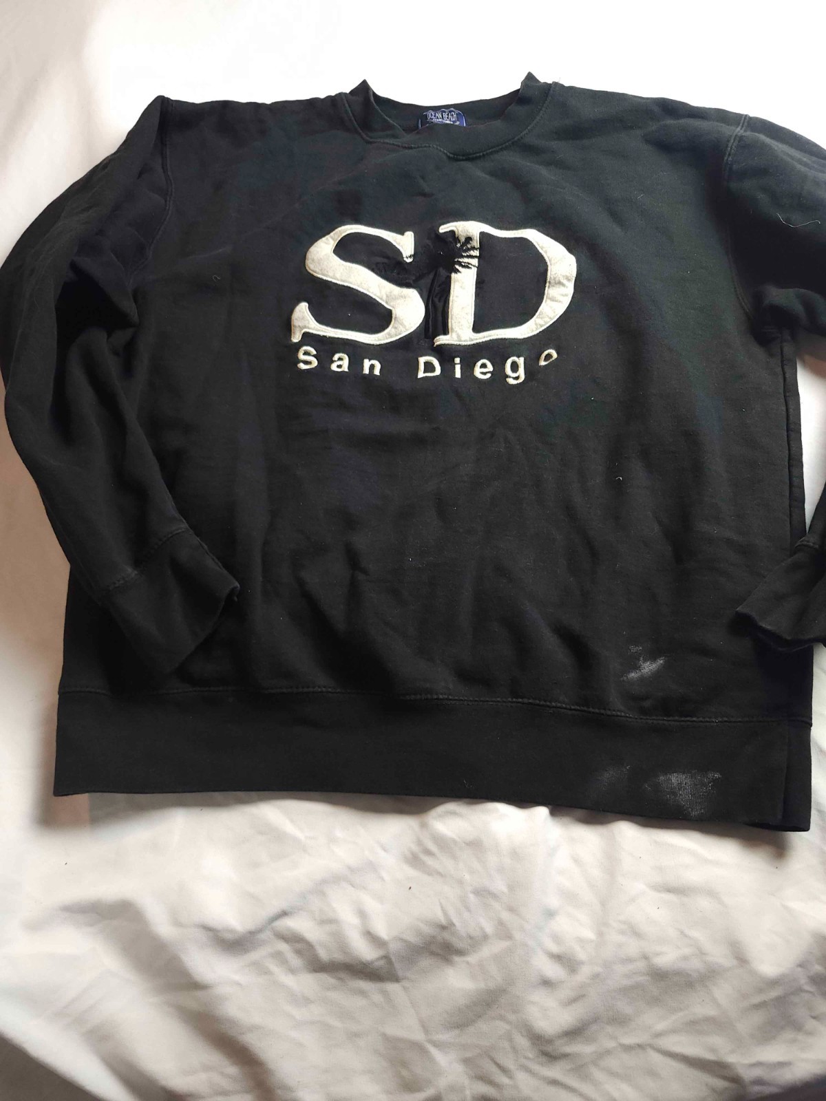 Vintage 90s San Diego Sweatshirt L Black Ocean Beach Sportswear Beach Pullover