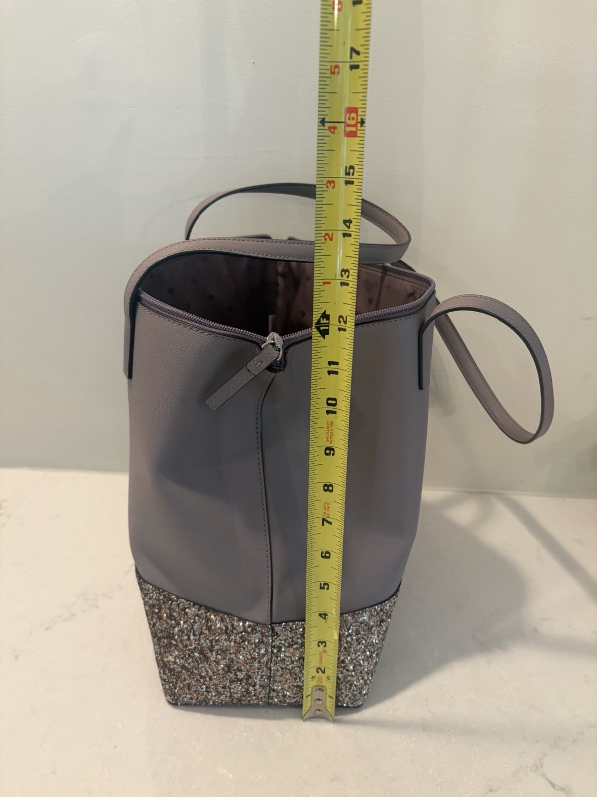 Kate Spade Greta Court Glitter Penny Tote Cityscape Grey