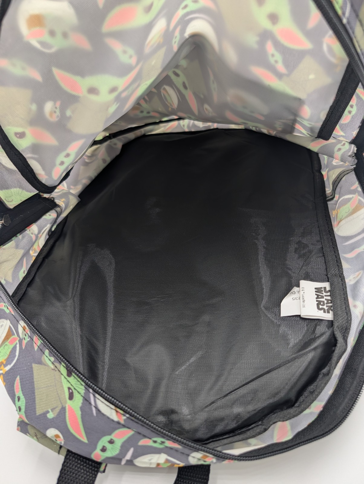 Star Wars Mandalorian Grogu Baby Yoda Allover Print Backpack Fast Forward Gray