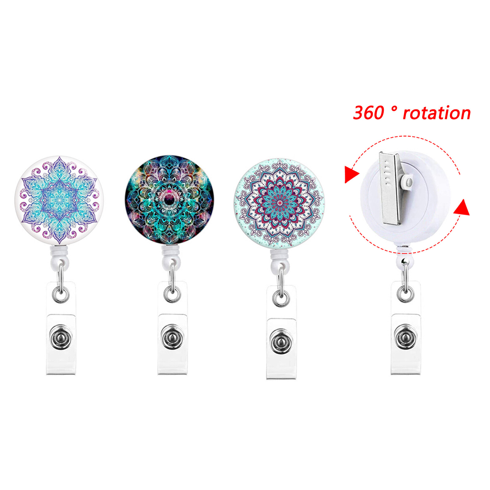 3pcs Retractable Nurse Badge Reel ID Card Holder with 360° Swivel Alligator Clip