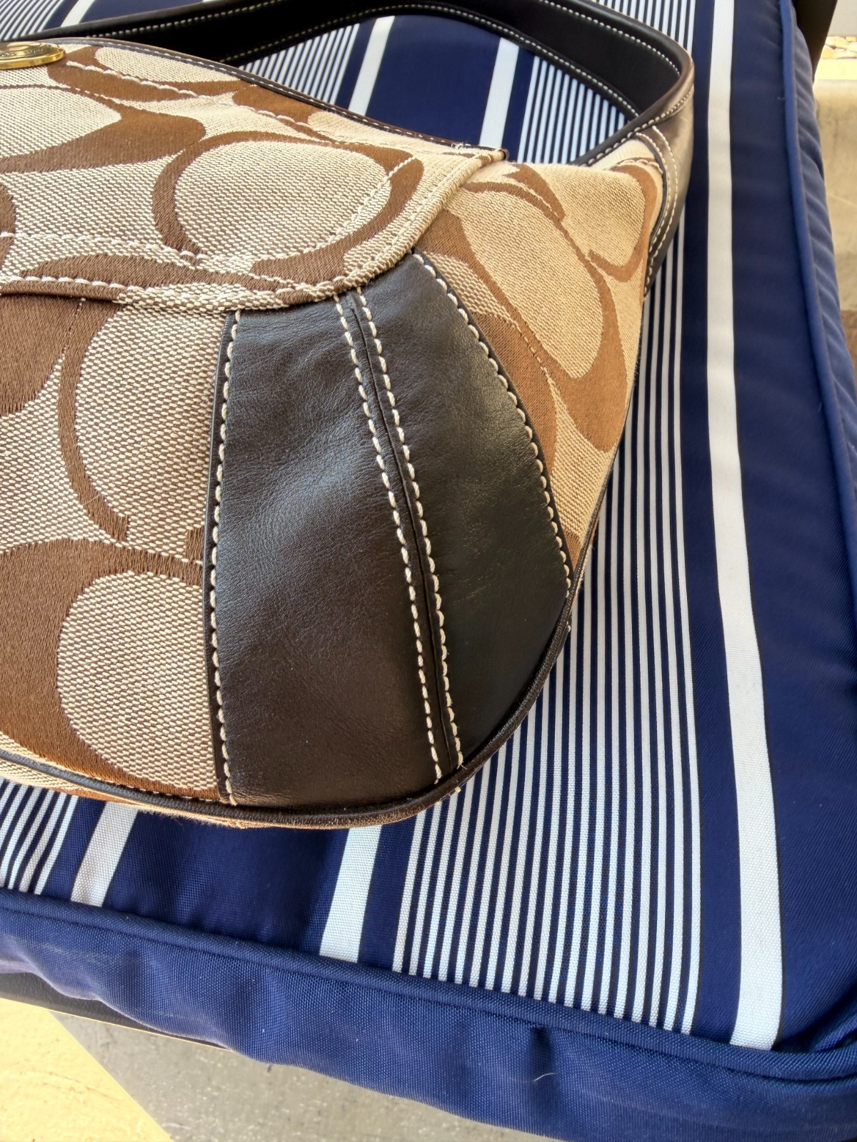 Coach 2007 Y2K Ergo Signature Brown Canvas and Leather Hobo Bag 11290
