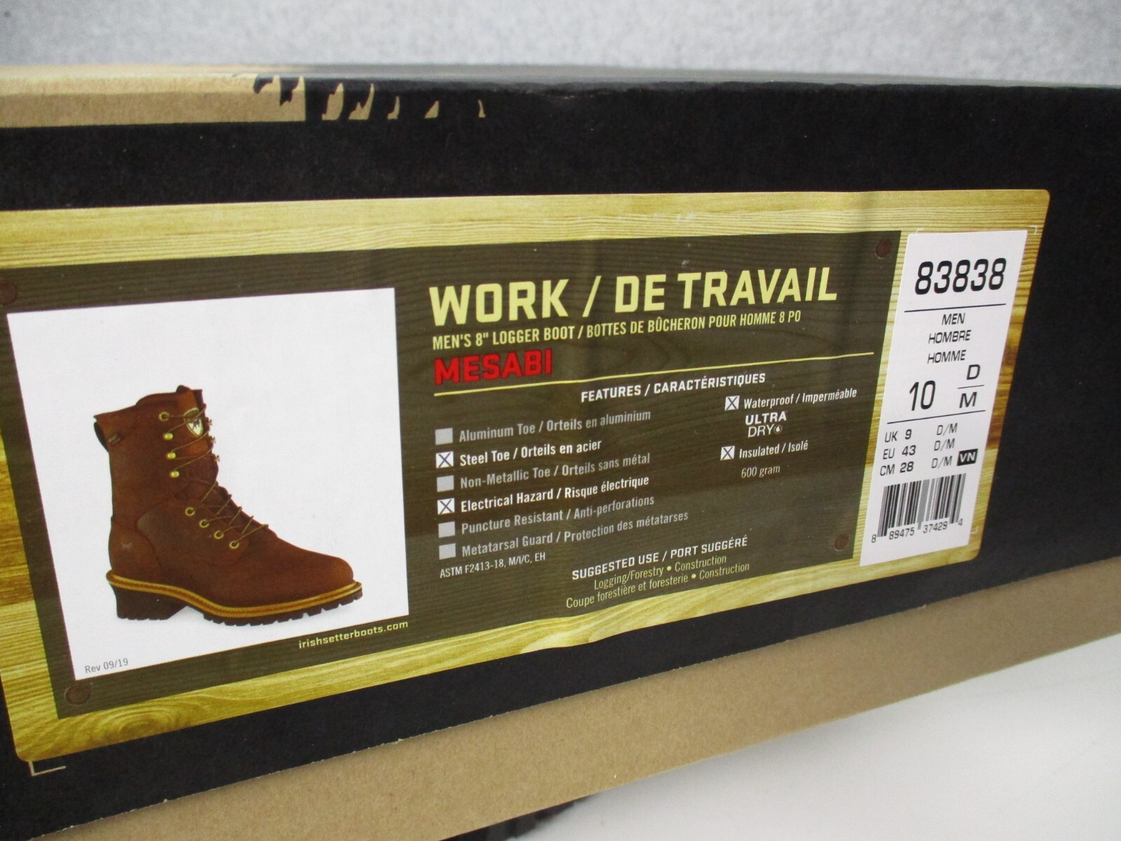 Red Wing Irish Setter Mens Sz 10 M Mesabi Logger Brown Insulated Steel Toe Boots