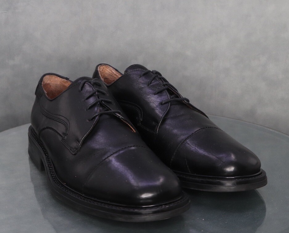 Bostonian Cap Toe Black Leather Dress Shoes Men’s Size 11.5 Made In Italy