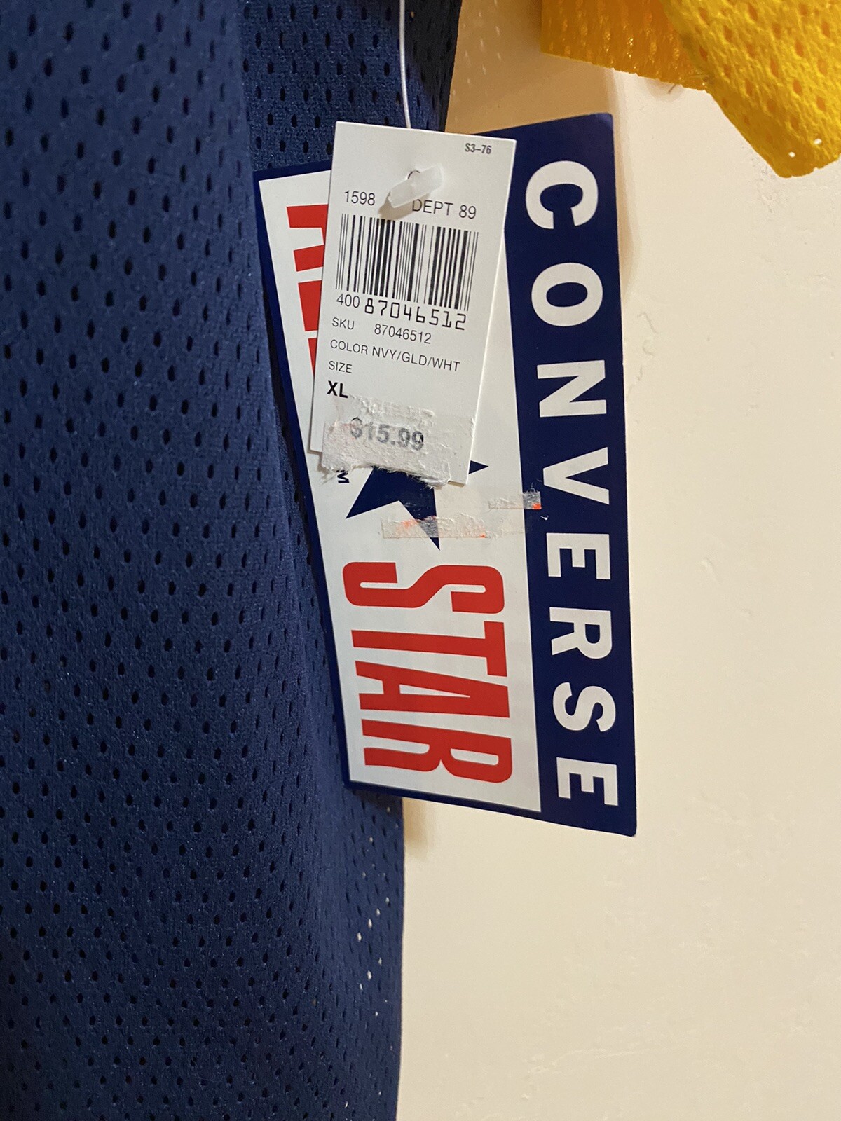 Vintage Converse All-Star Mesh Jersey Navy Yellow New with Tags *See Details*