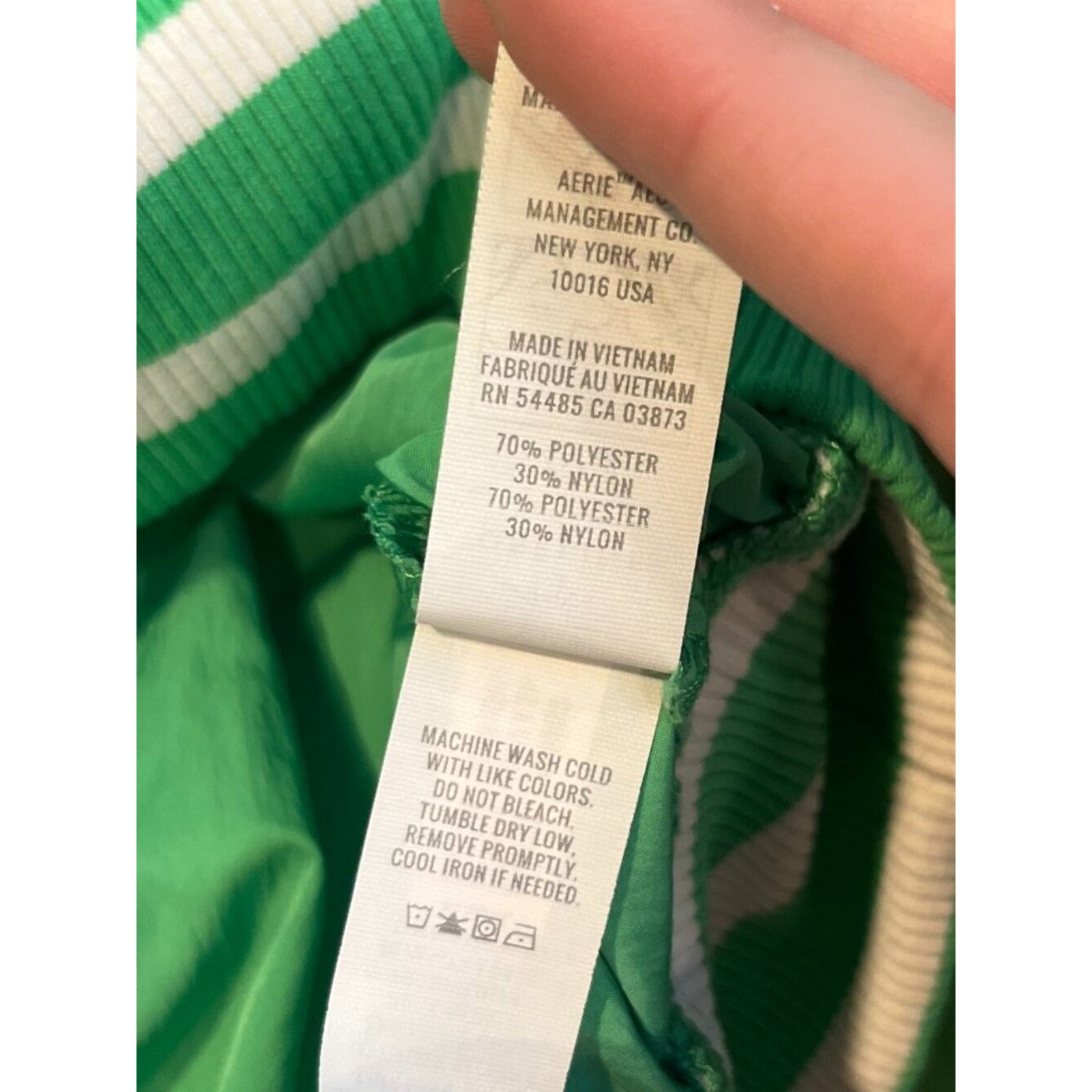 Offline by Aerie Green striped half-zip windbreaker