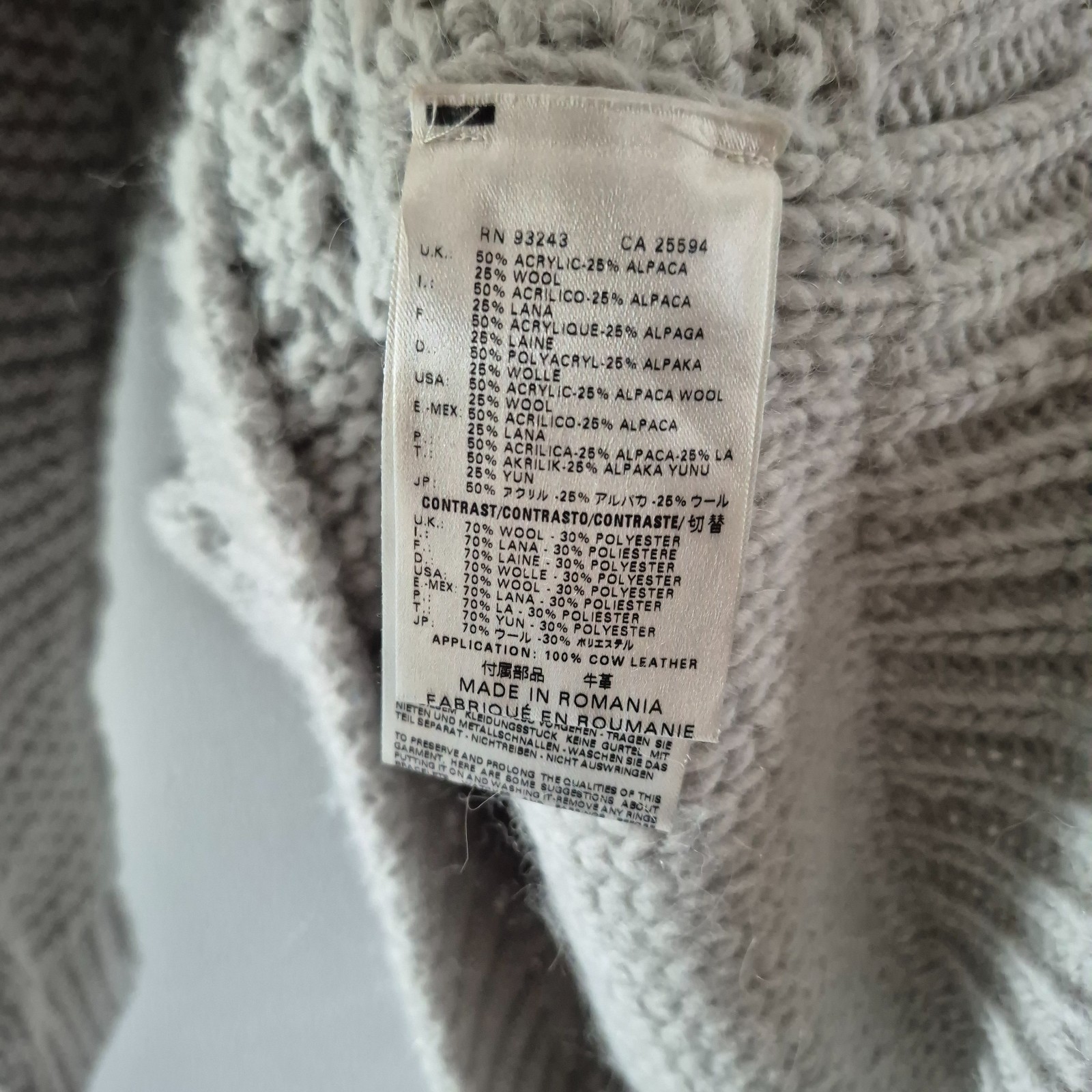 Diesel wms Chunky Cable Knit Jumper M Wool Blend soft Grey