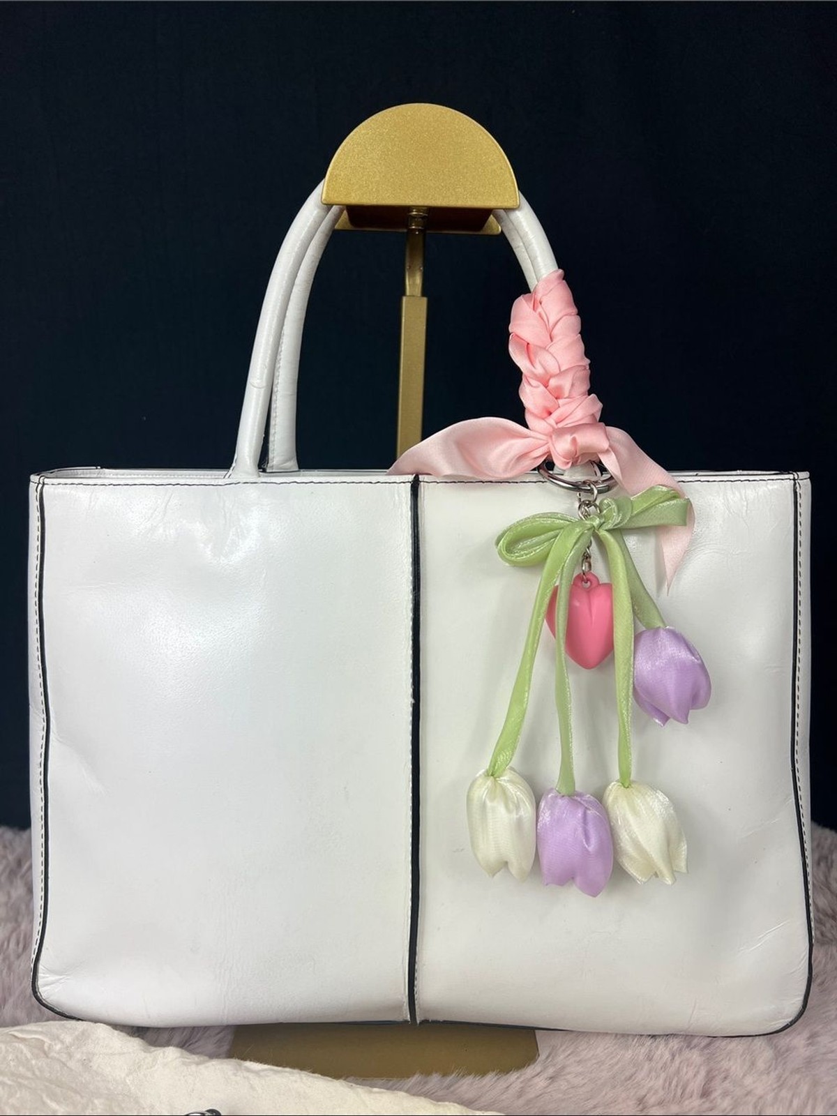 HOBO Render Leather Shoulder Bag Optic White + Crossbody Strap & Dust Bag
