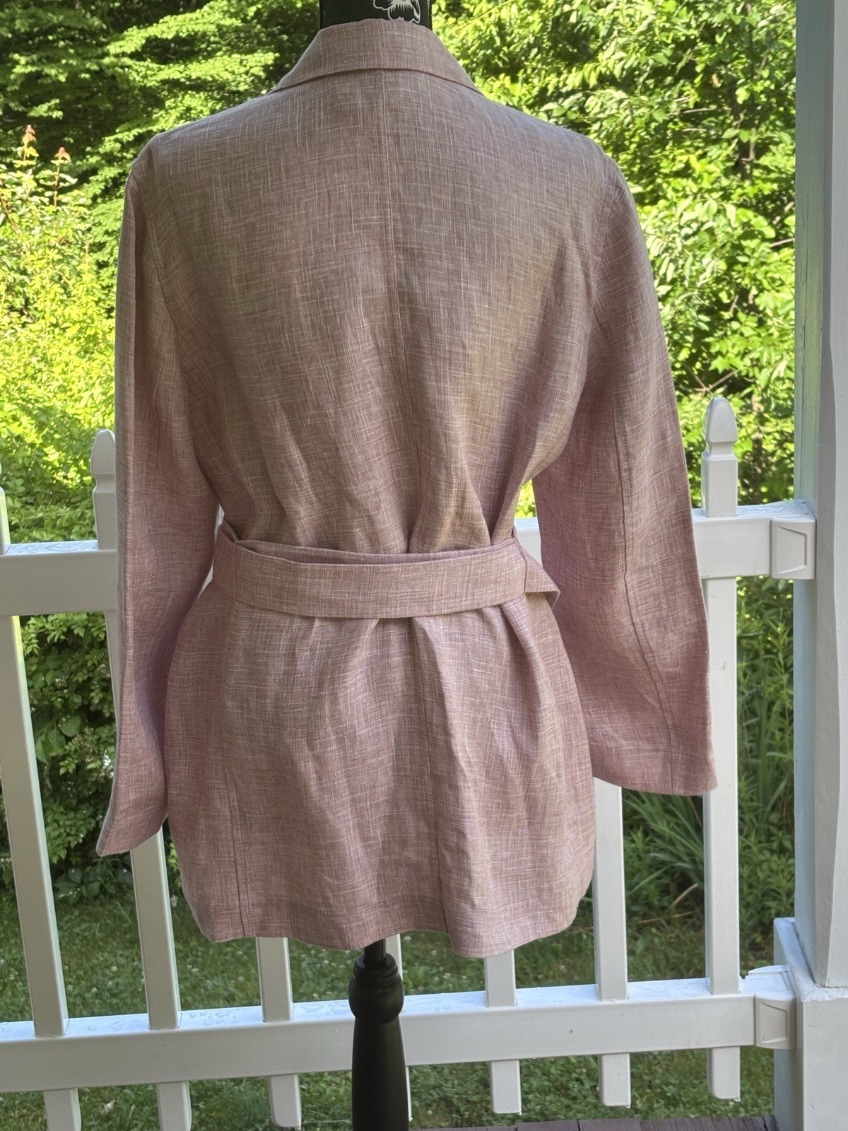 Lafayette 148 New York Linen Belted Blazer Jacket Light Pink Size L