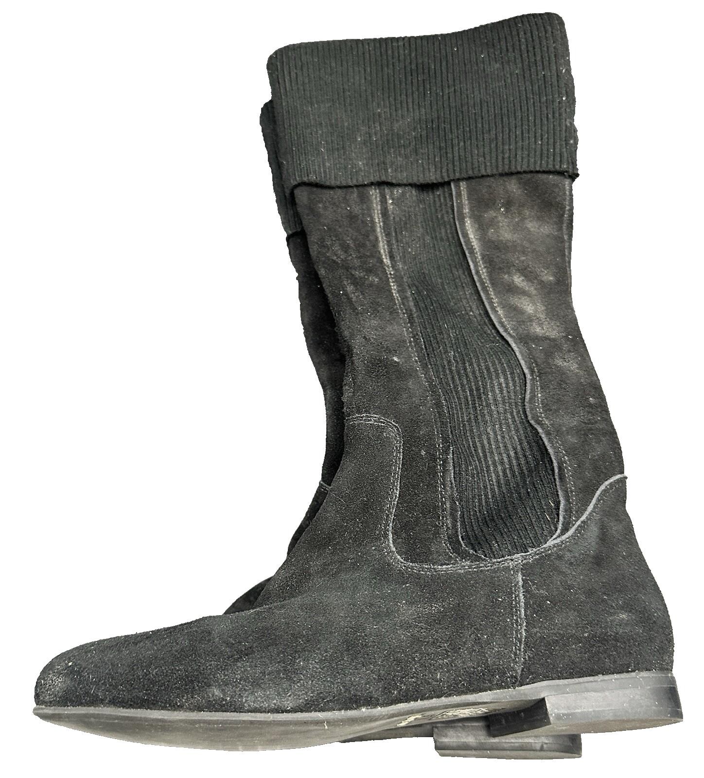 Y2K Voodoo Suede Leather Sweater Knit Black Knee High Boots Sz 8.5