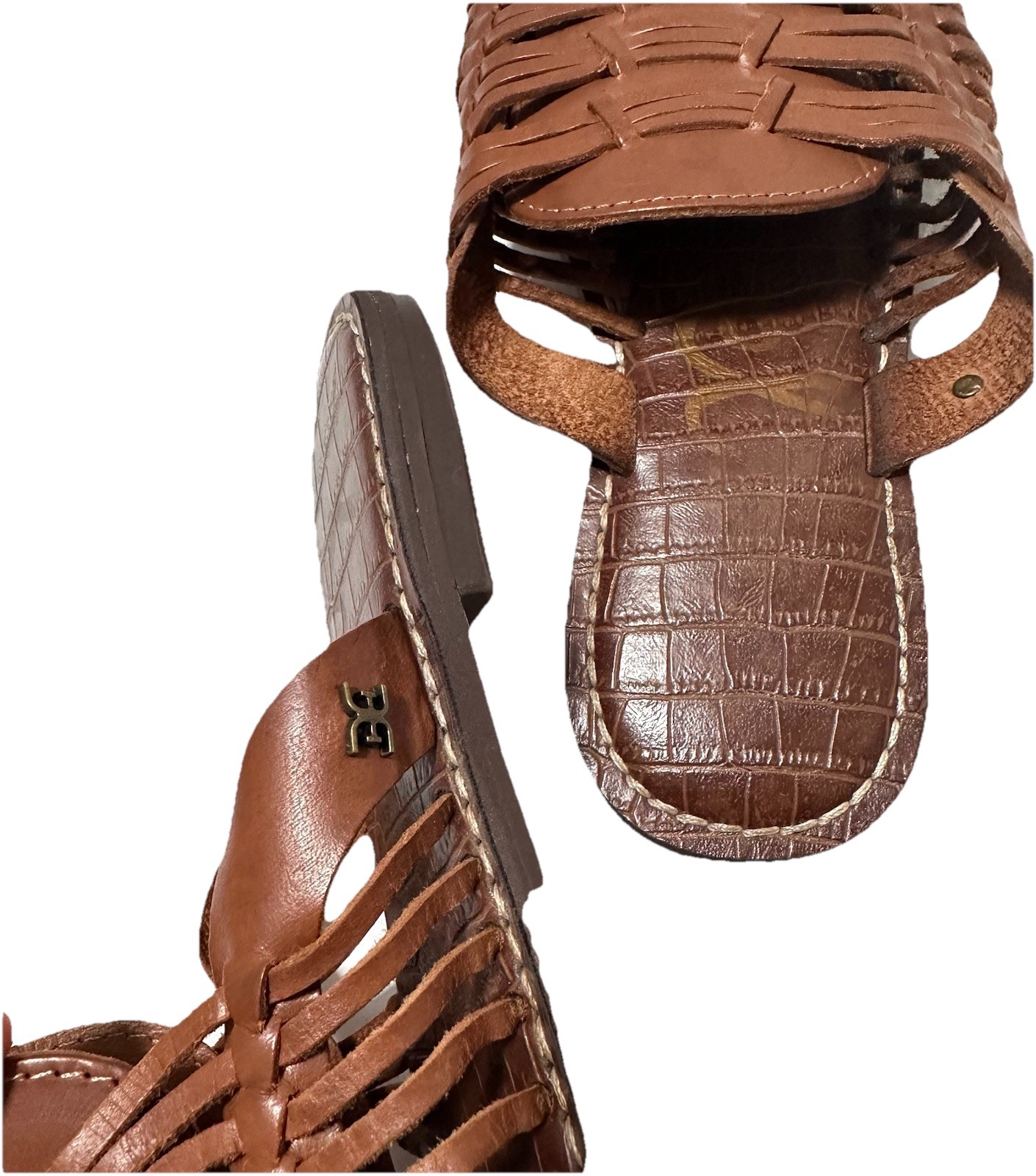 Sam Edelman Brown Woven Leather Mule Slides Fisherman Huarache Slip On Size 7