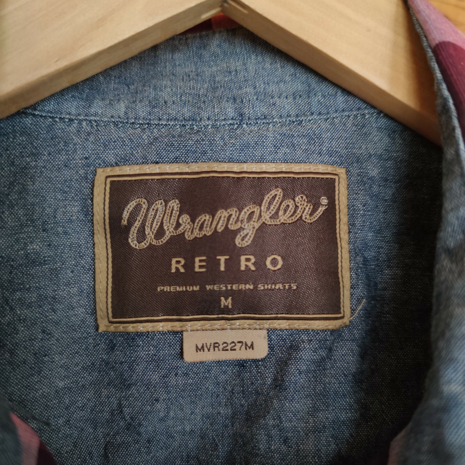 Wrangler Retro Western Plaid Pearl Snap Button Down Shirt Top Red Blue Sz Medium