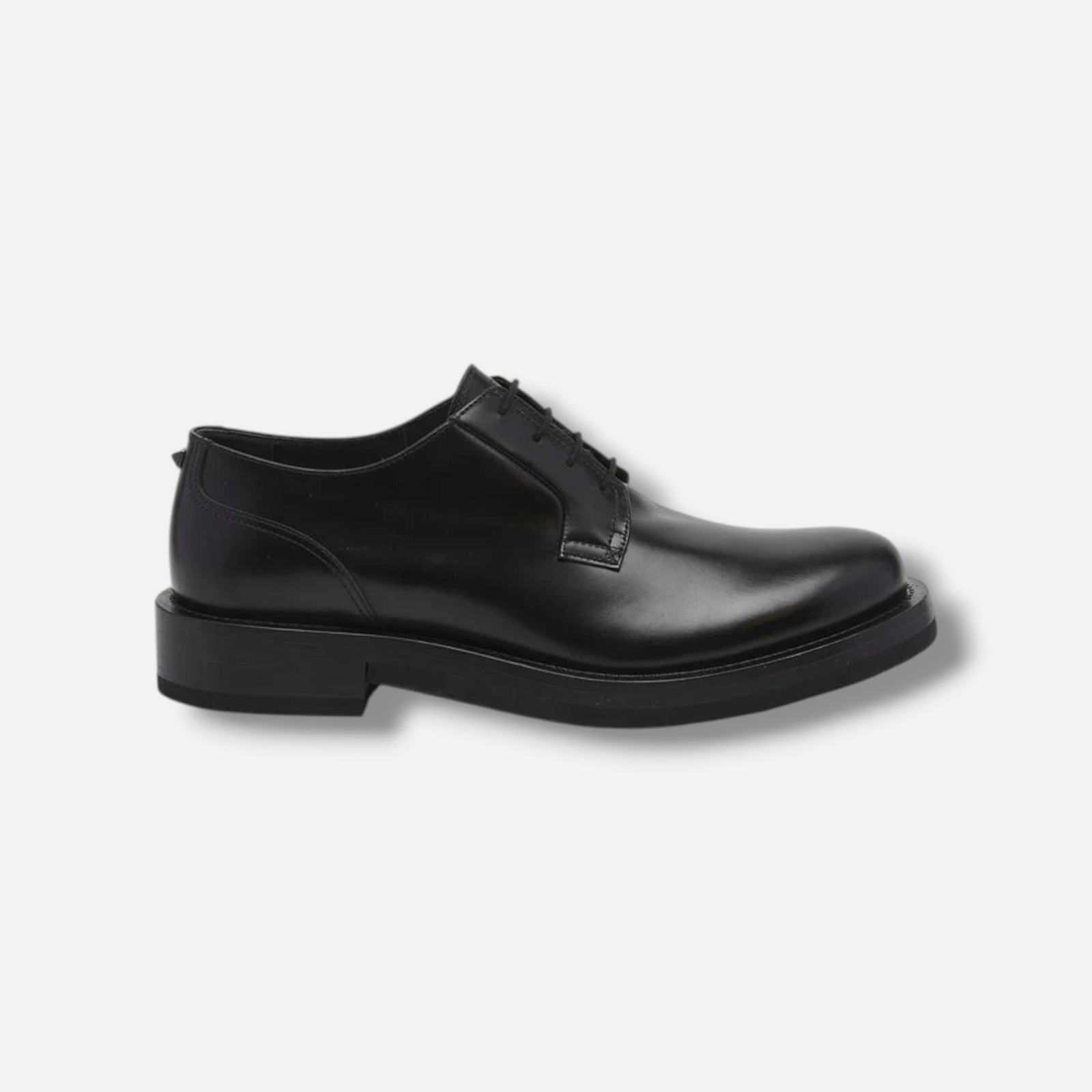 Valentino Garavani Men’s Black Single Stud Leather Derby Shoes Size EU:45 US:12