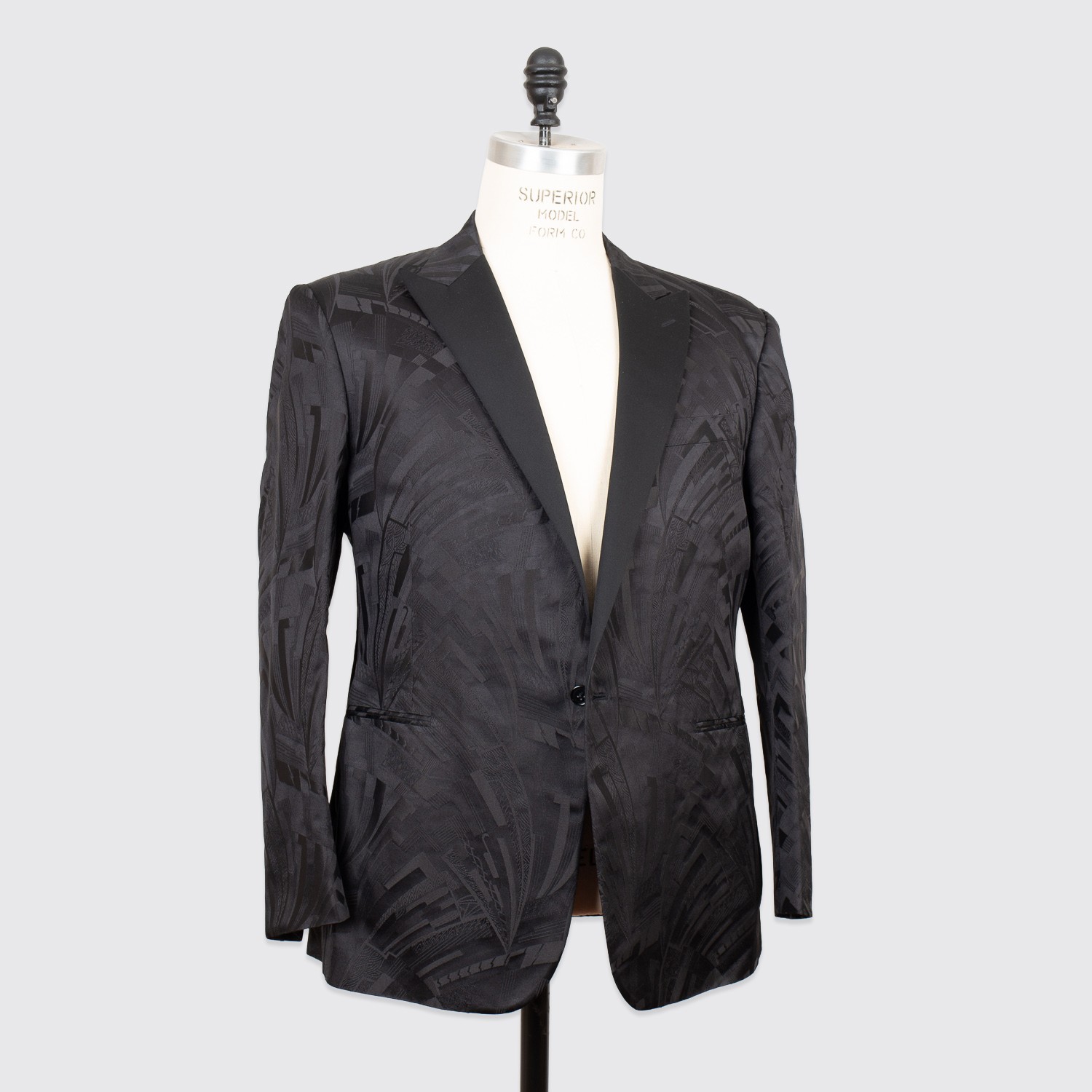 Ralph Lauren Purple Label Silk Dinner Jacket Black Tonal Jacquard Peak Lapel