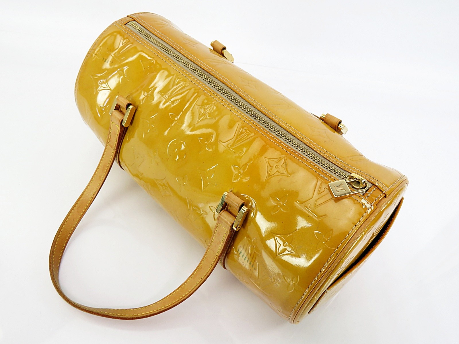 Auth LOUIS VUITTON Bedford Beige (Orange) Vernis Leather Hand Bag Purse #64534
