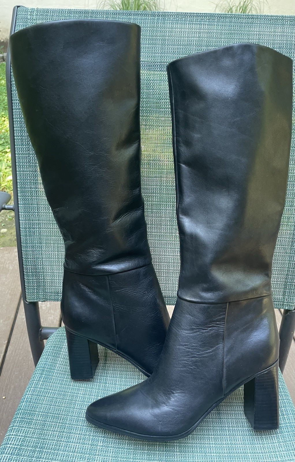 Calvin Klein Dawna Leather Tall Knee High Boots Women’s Size 7 M Black NEW