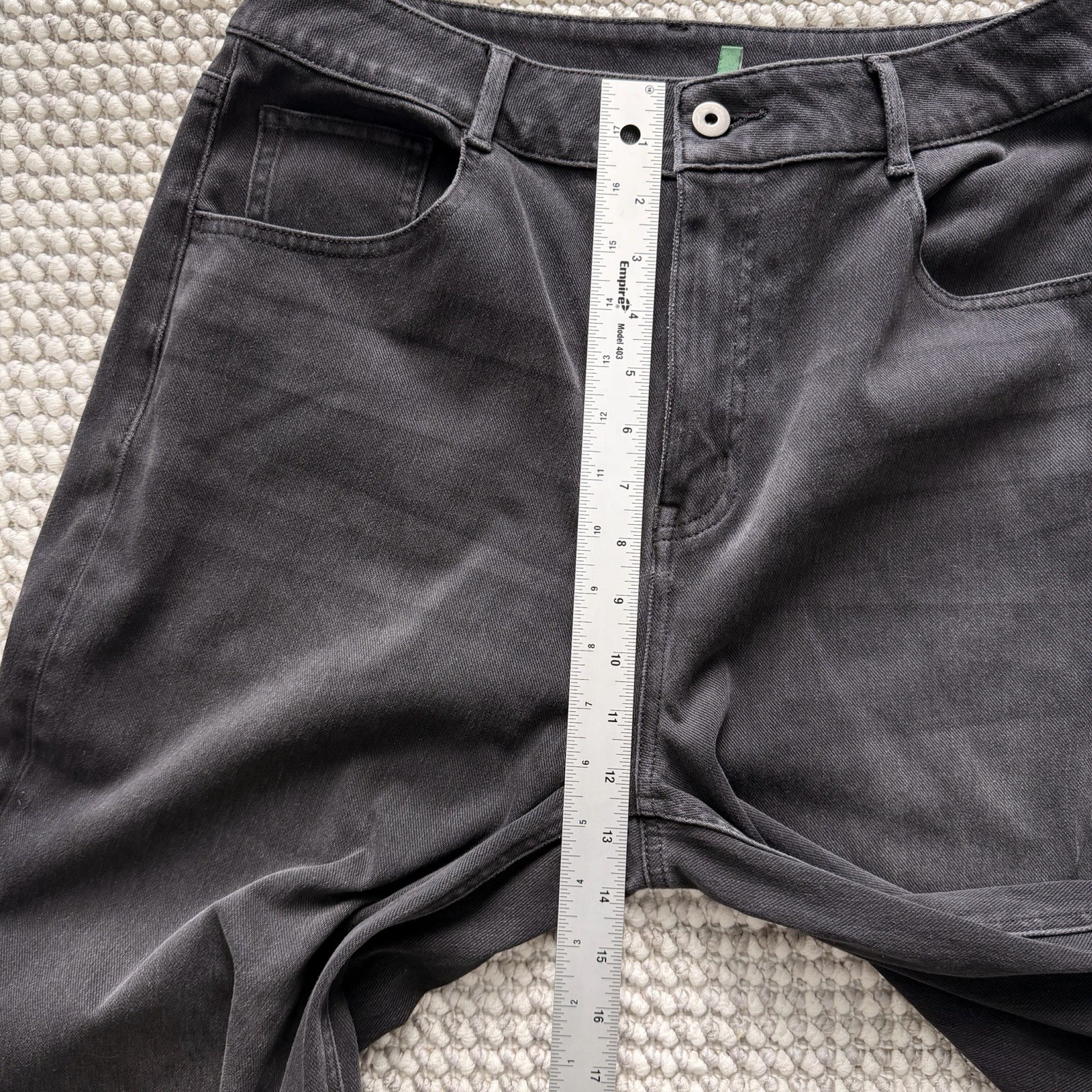 Halara Flex High Waisted Pockets Rolled Hem Wide Leg Black Washed Jeans Large