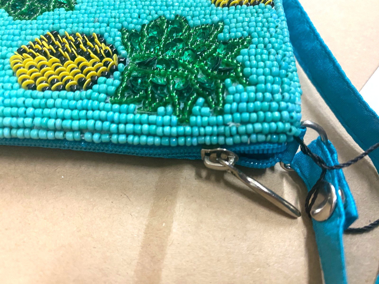 Bamboo trading Company Club Bag Pineapple Teal Blue NWT * Free ship