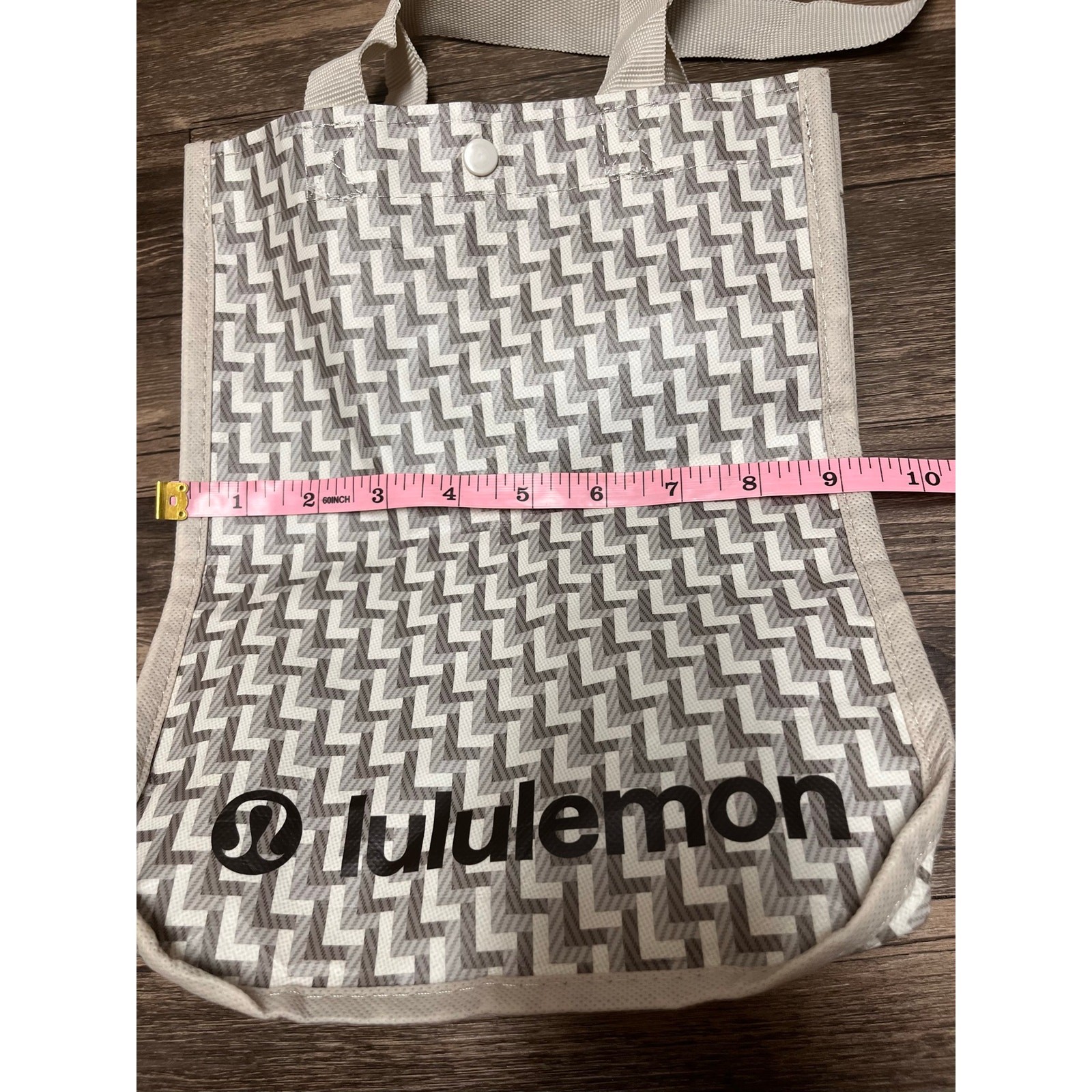 New Lululemon Reusable Tote Bag Gray Chevron Logo Shopper Gift Bag Eco Friendly