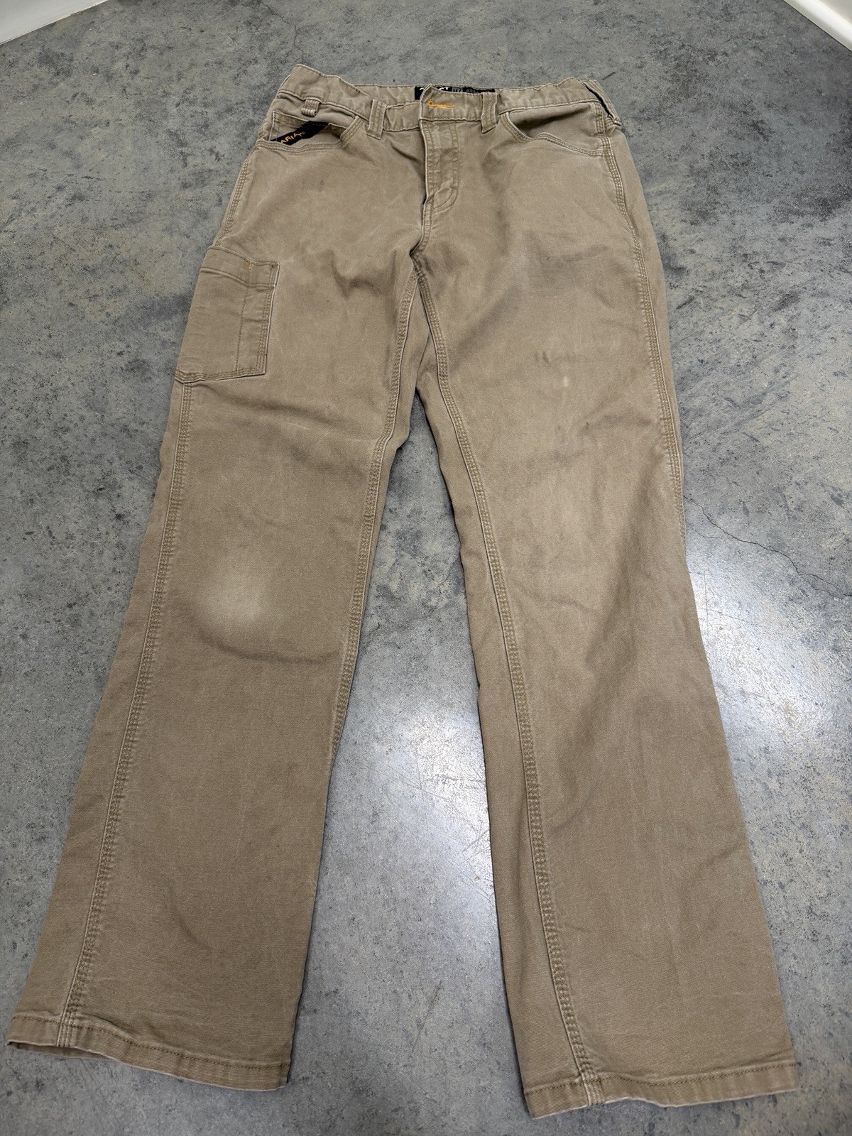Ariat Men’s Rebar M4 Work Pants 32×30 Khaki Canvas Relaxed Straight Utility