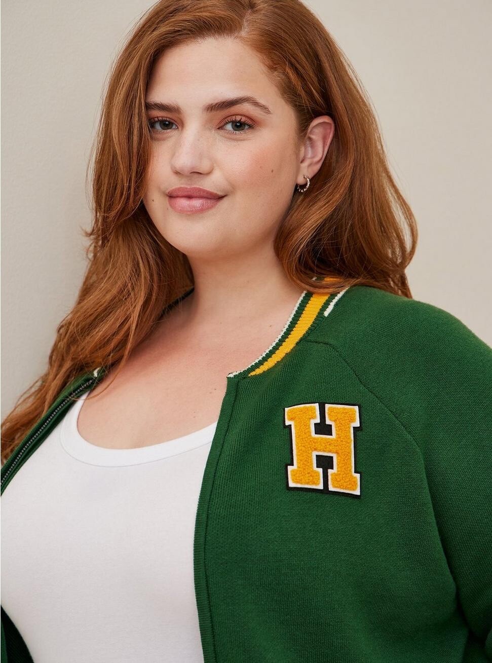 Torrid Green Stranger Things Hawkins High Sweater Bomber Size 00 10 Medium
