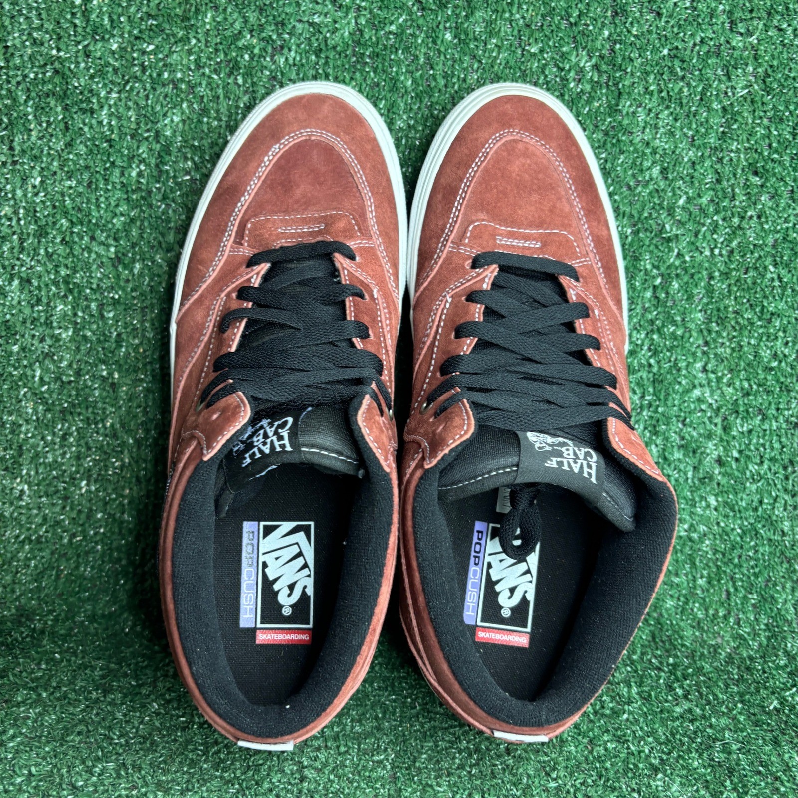 Vans Half Cab Skate Suede PopCush Duracap Sneakers Brick Red Rust Mens Size 12.0
