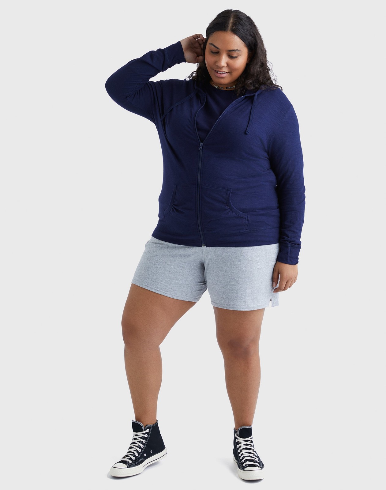 Just My Size Hoodie Women Full-Zip SlubCotton Lightweight Jersey Packets 1XL-5XL