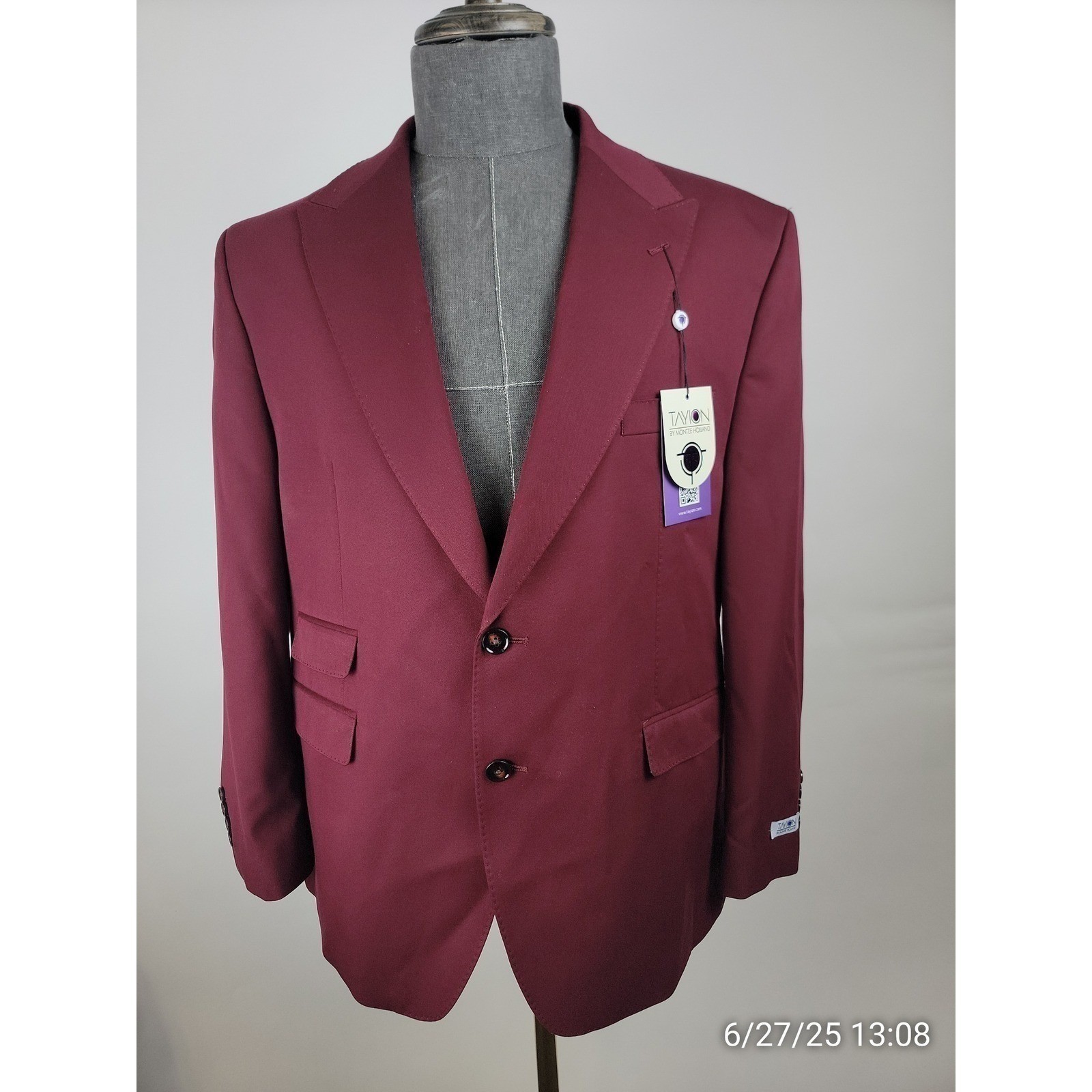 Tayion Sport Coat Mens 46L Red Two Button Modern Fit Blazer Suit Jacket NWT
