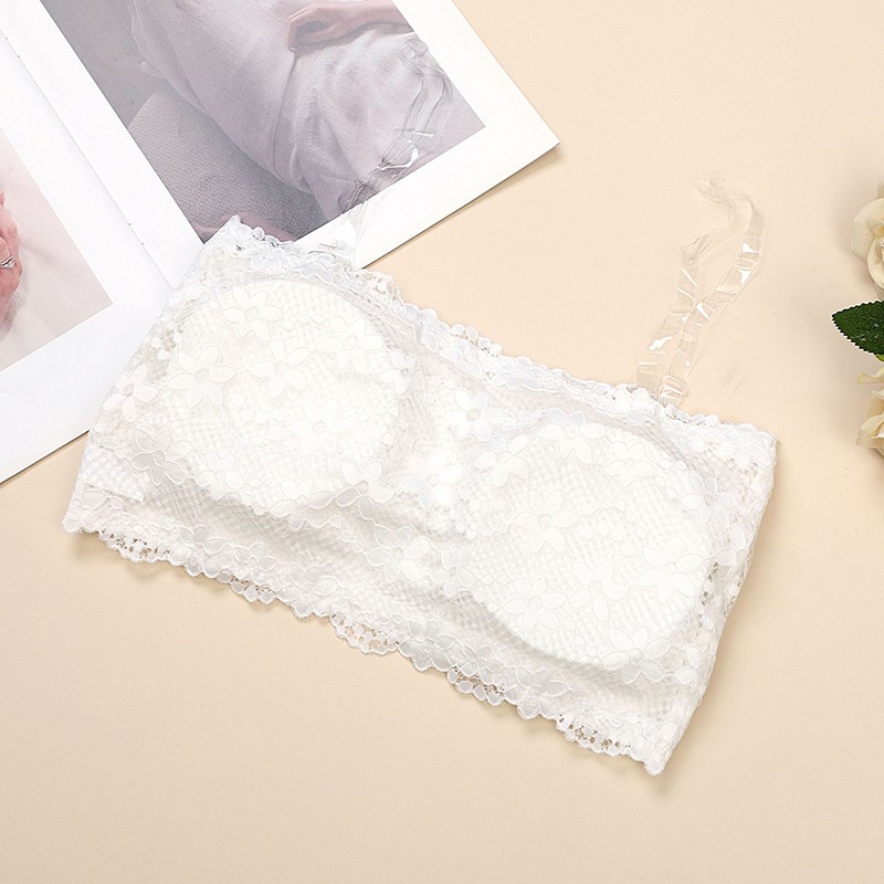 2 Pack Womens Tube Top Lace Bras Bralette Bandeau Strapless Lingeries Underwear
