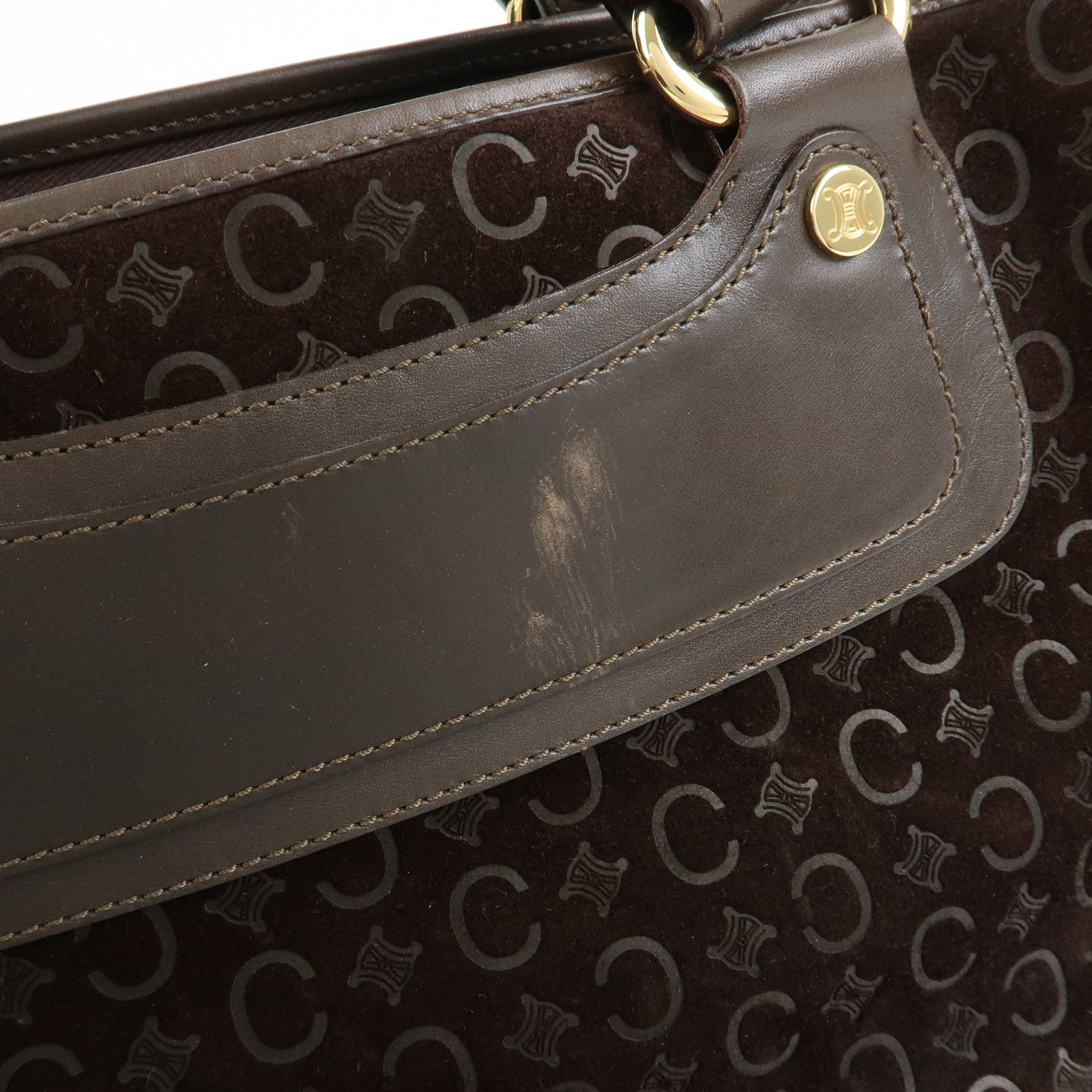 CELINE C Macadam Suede Leather Boogie Bag Hand Bag Brown Authentic Used F/S