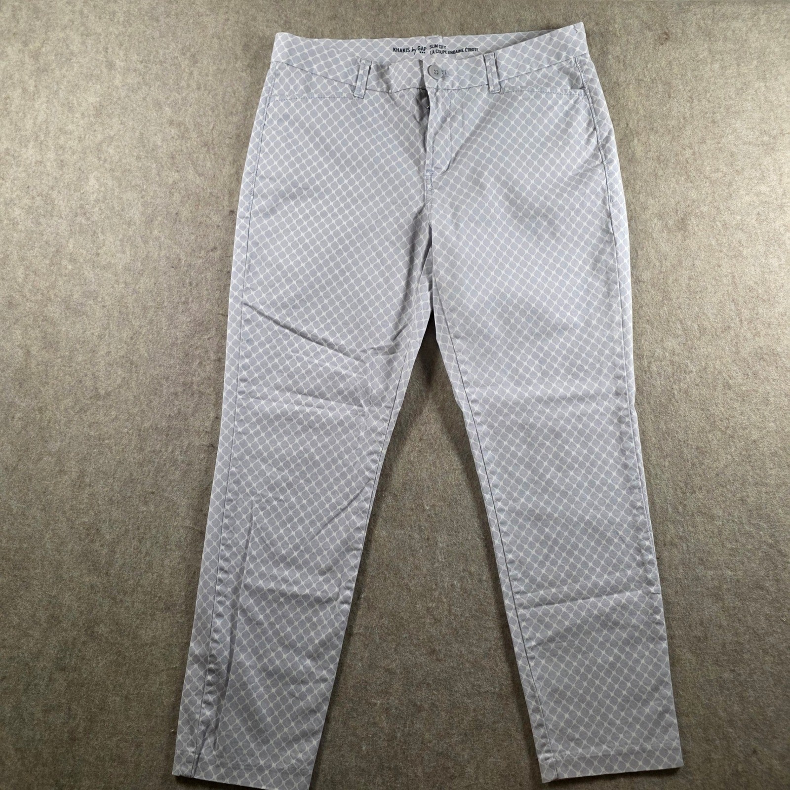 Khakis by GAP Slim City Pants Womens 4R Purple White Geometric Lattice Trousers