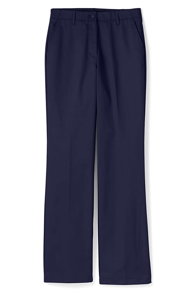 LANDS END True Navy Straight Leg Chino Pants w/Cuffs Junior 0 NEW