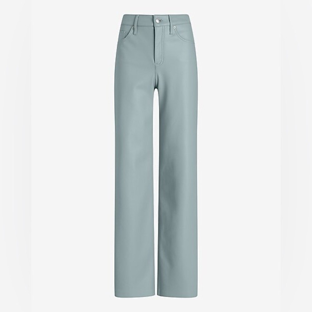 Vegan Leather Teal Wide Leg Pants