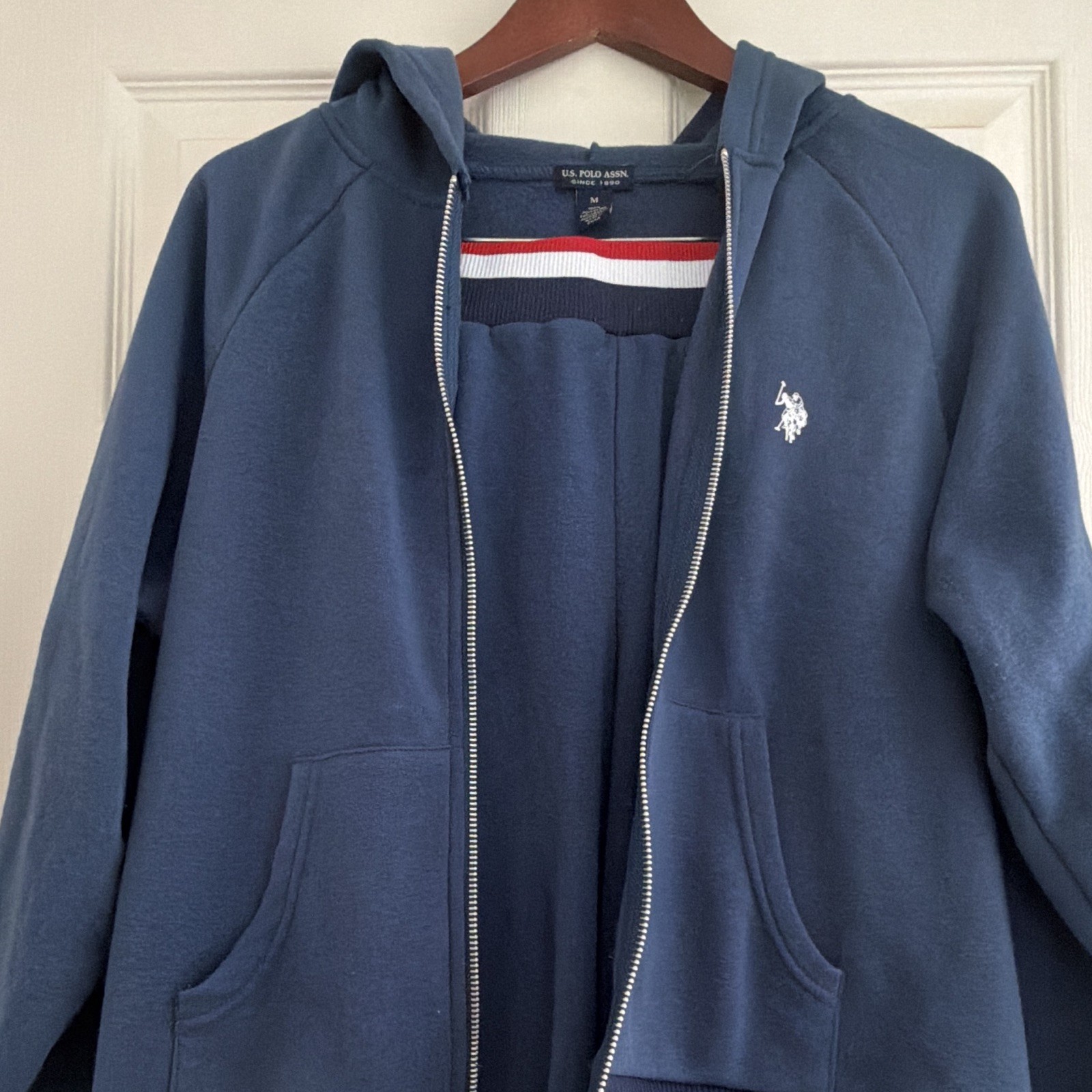 U.S. Polo Assn. Men’s 2pc Fleece Tracksuit Hoodie & Pants Zip Pockets M