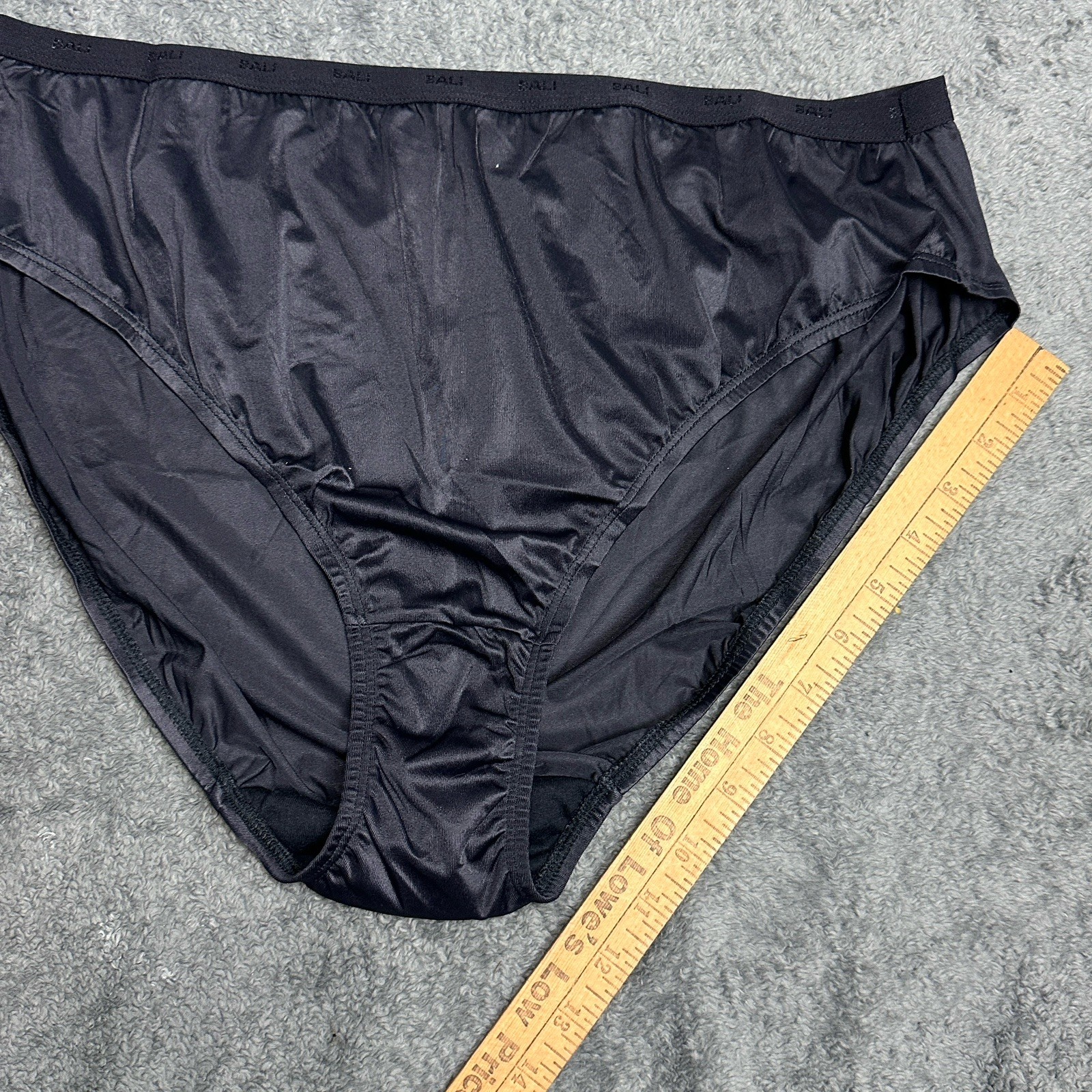 3 Pair Vintage Bali 24602 Black Nylon Satin High Cut Bikini Brief Panties Sz 13