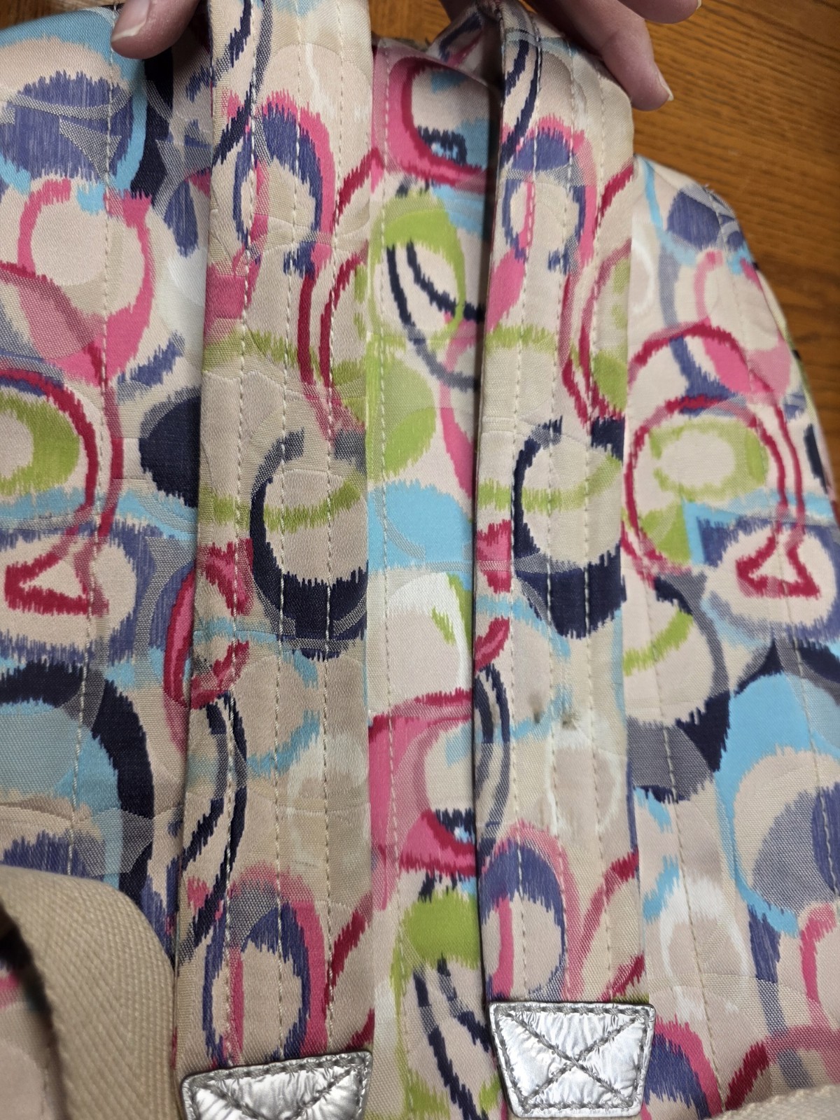 Coach Backpack Poppy Ikat Multicolor Silver Large 19872 GUC
