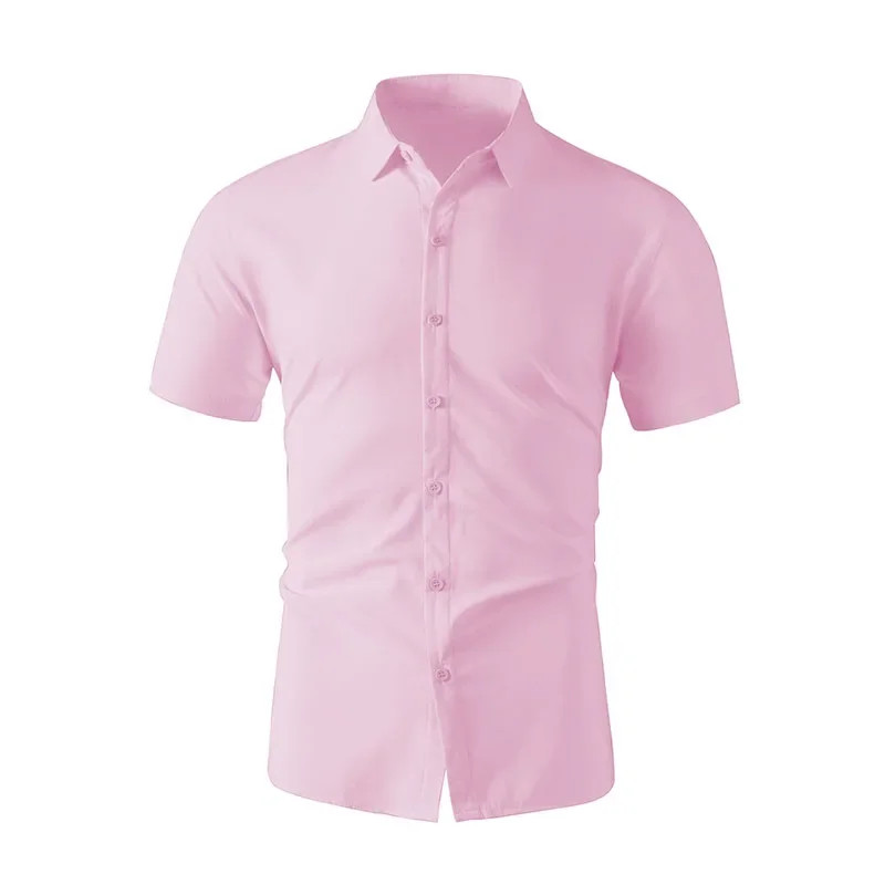 New Men’s Business Casual Solid Color Short Sleeved Shirt for Summer Fashion No