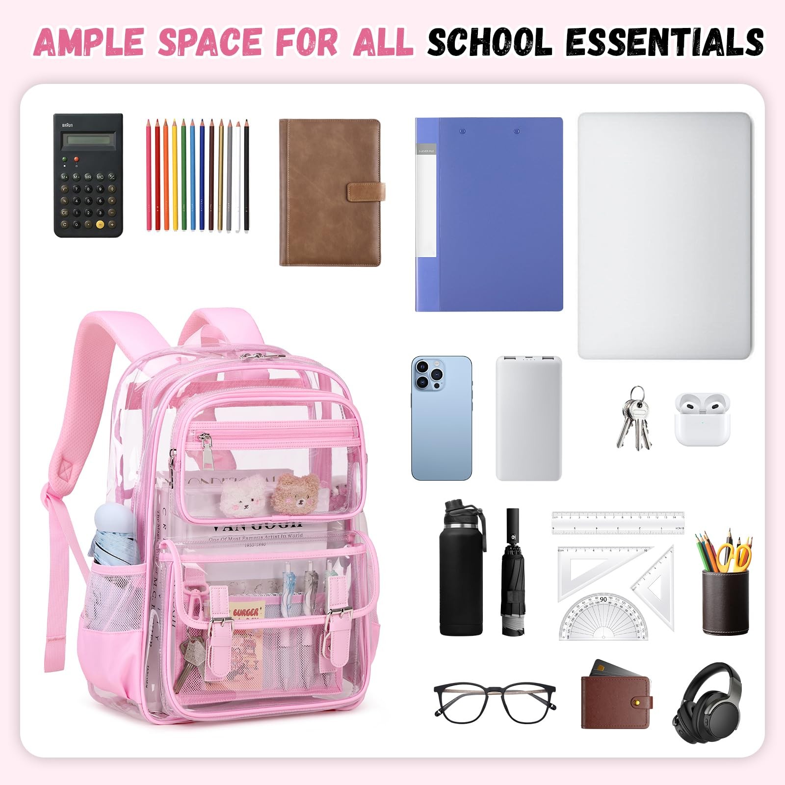 Large Clear Backpack 11.8″L X 5.9″W X 17.1″H Heavy Duty PVC – Ideal for School