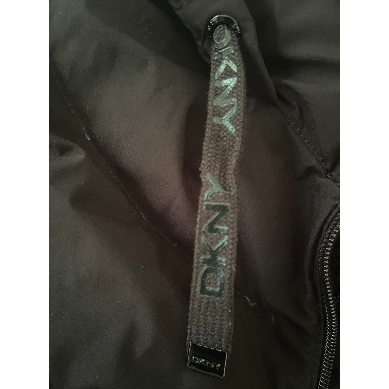 DKNY down-filled puffer coat, hooded mid-length, size L
