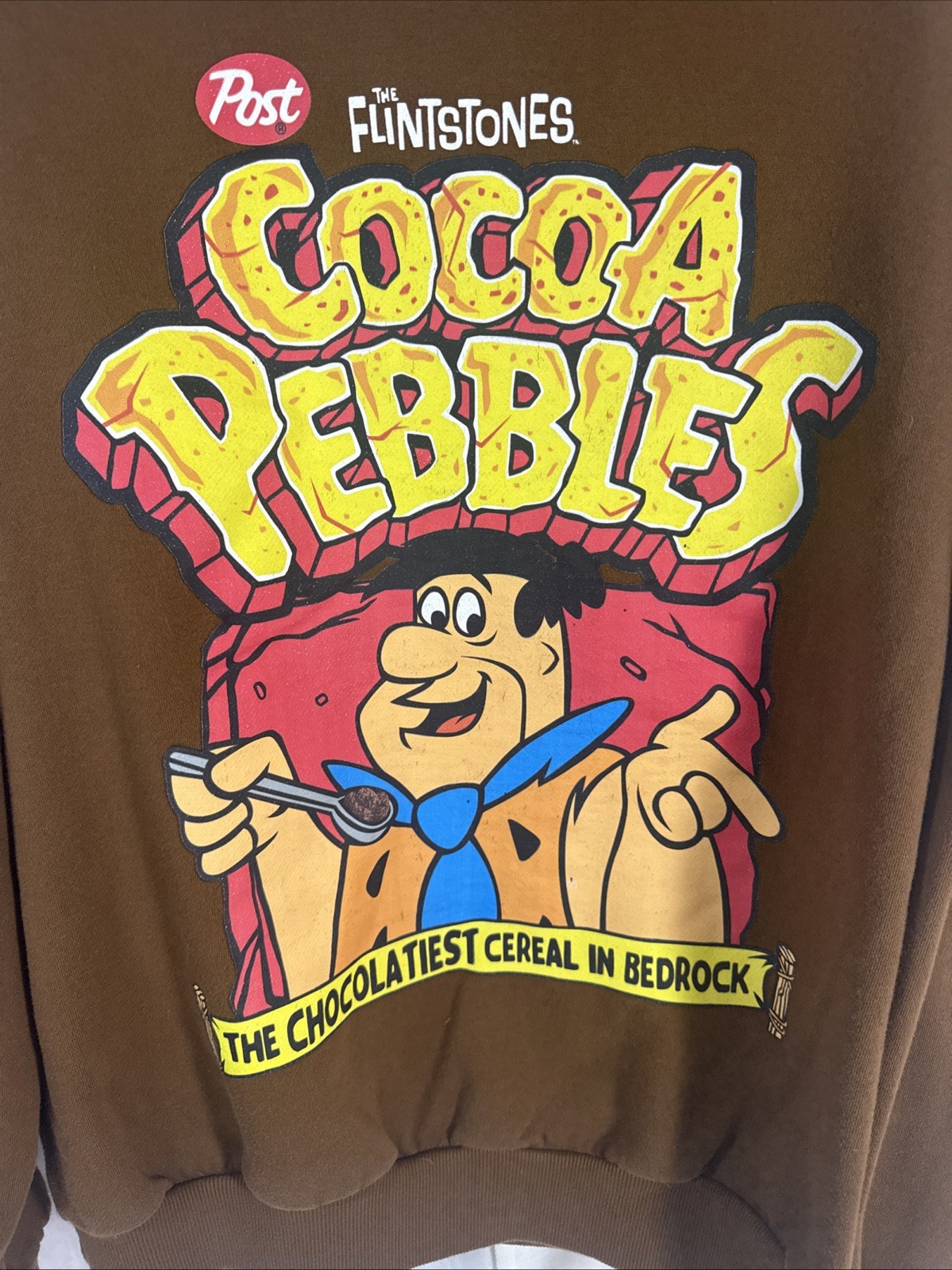 The Flintstones Sweatshirt Brown Size Large Unisex Cocoa Pebbles