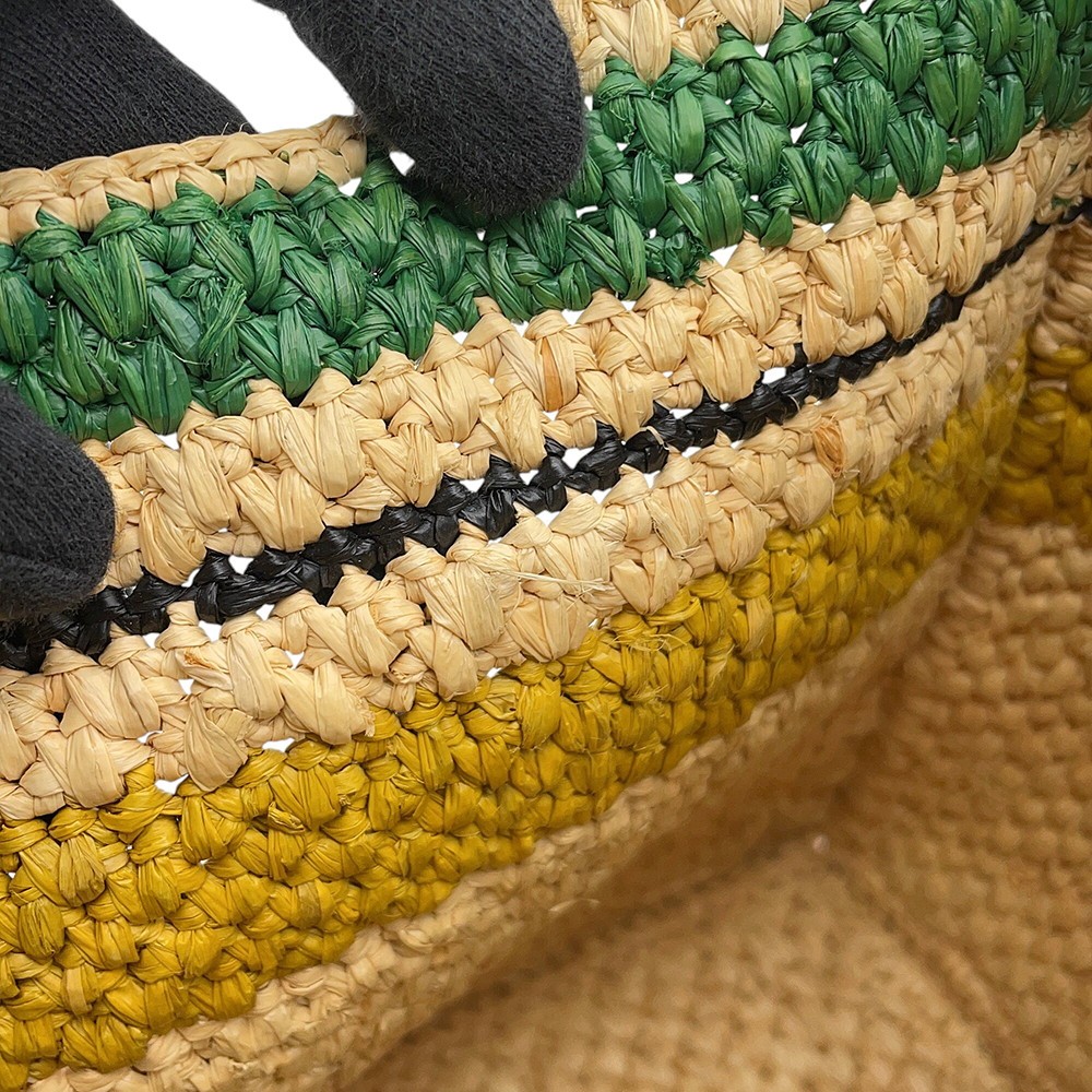 LOEWE Font Tote Small Size Medium Raffia/Leather Beige/Multicolor A685B61X04