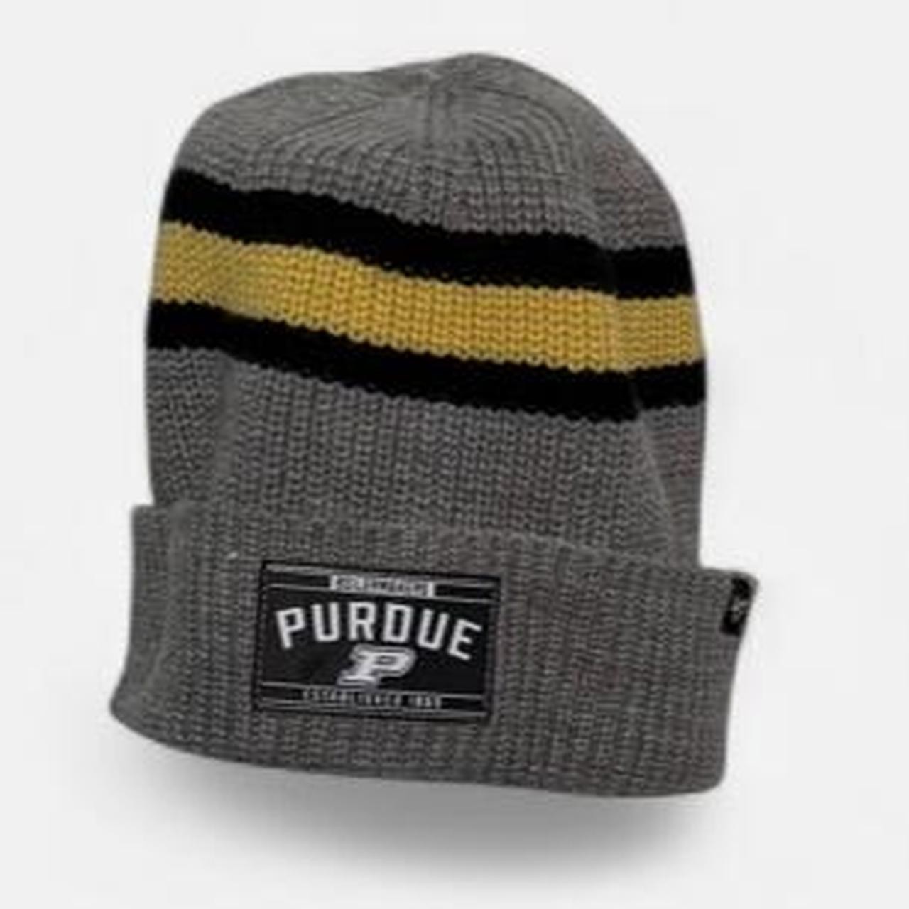 47 Brand Purdue Boilermakers Grey Knit Beanie Hat NCAA Cuffed Stripe