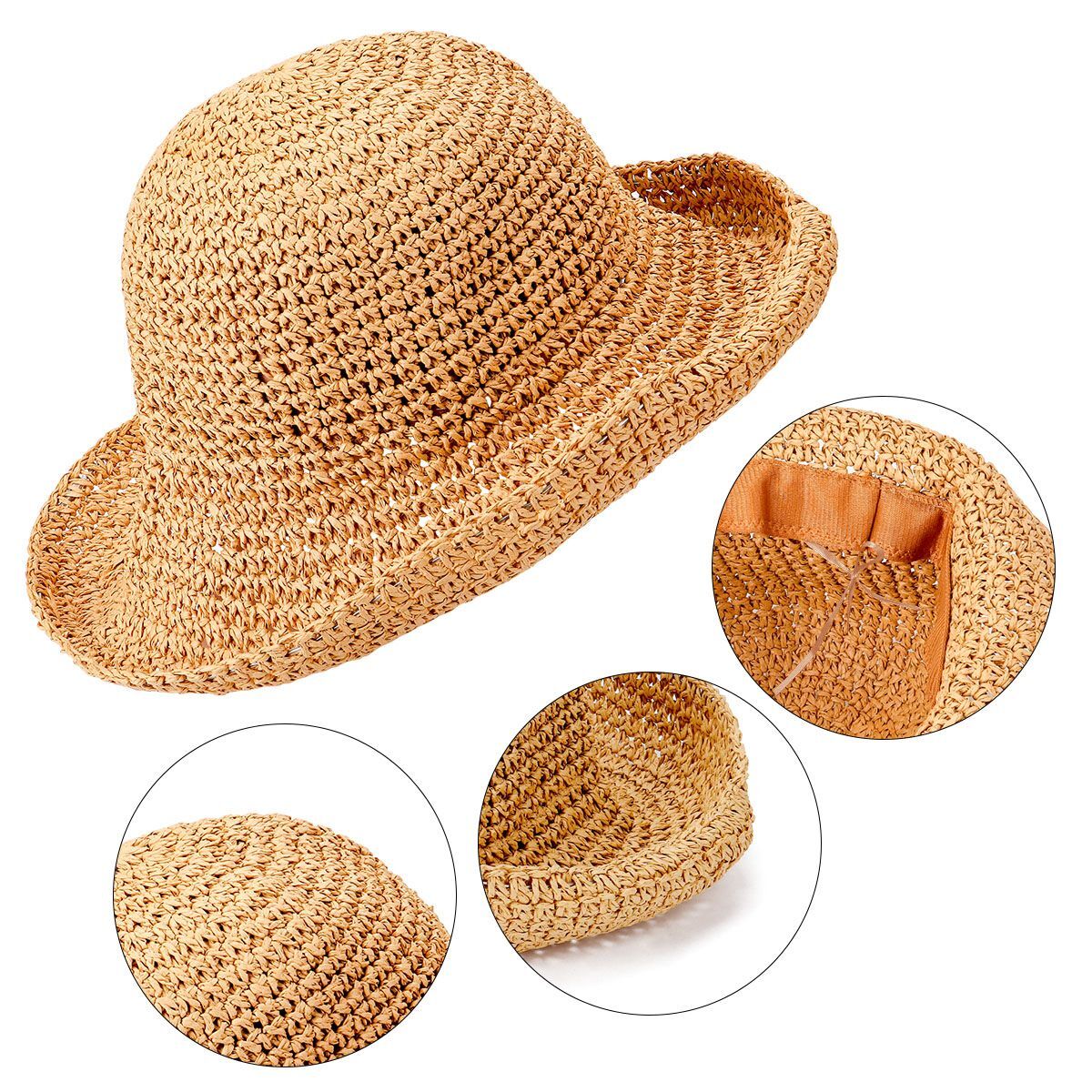 Summer Ladies Sun Beach Straw Hat Floppy Foldable Wide Brim Womens Gardening
