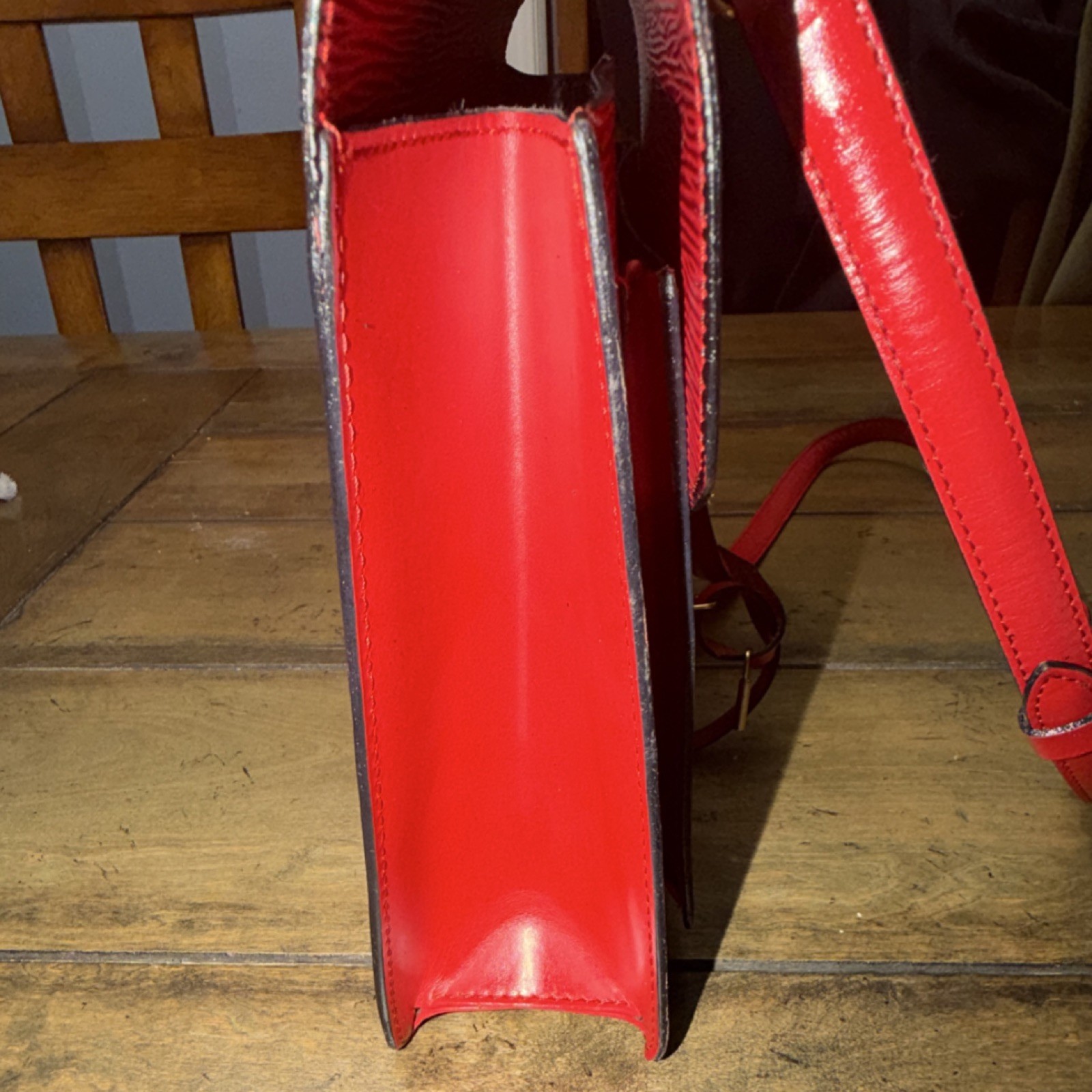 Louis Vuitton Red Epi Monceau 28 Handbag in textured leather/gold-tone hardware