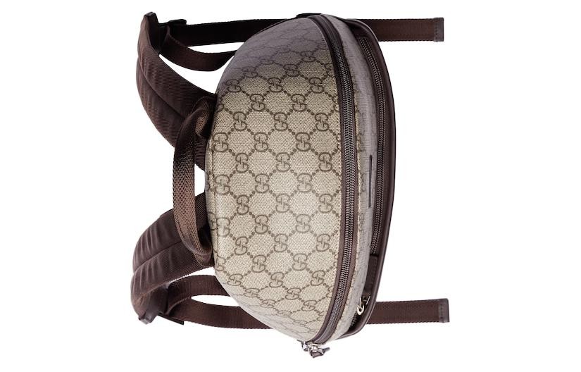 GUCCI Logo Patch Zip Up Backpack 9.8 x 4.3 x 12.6 in