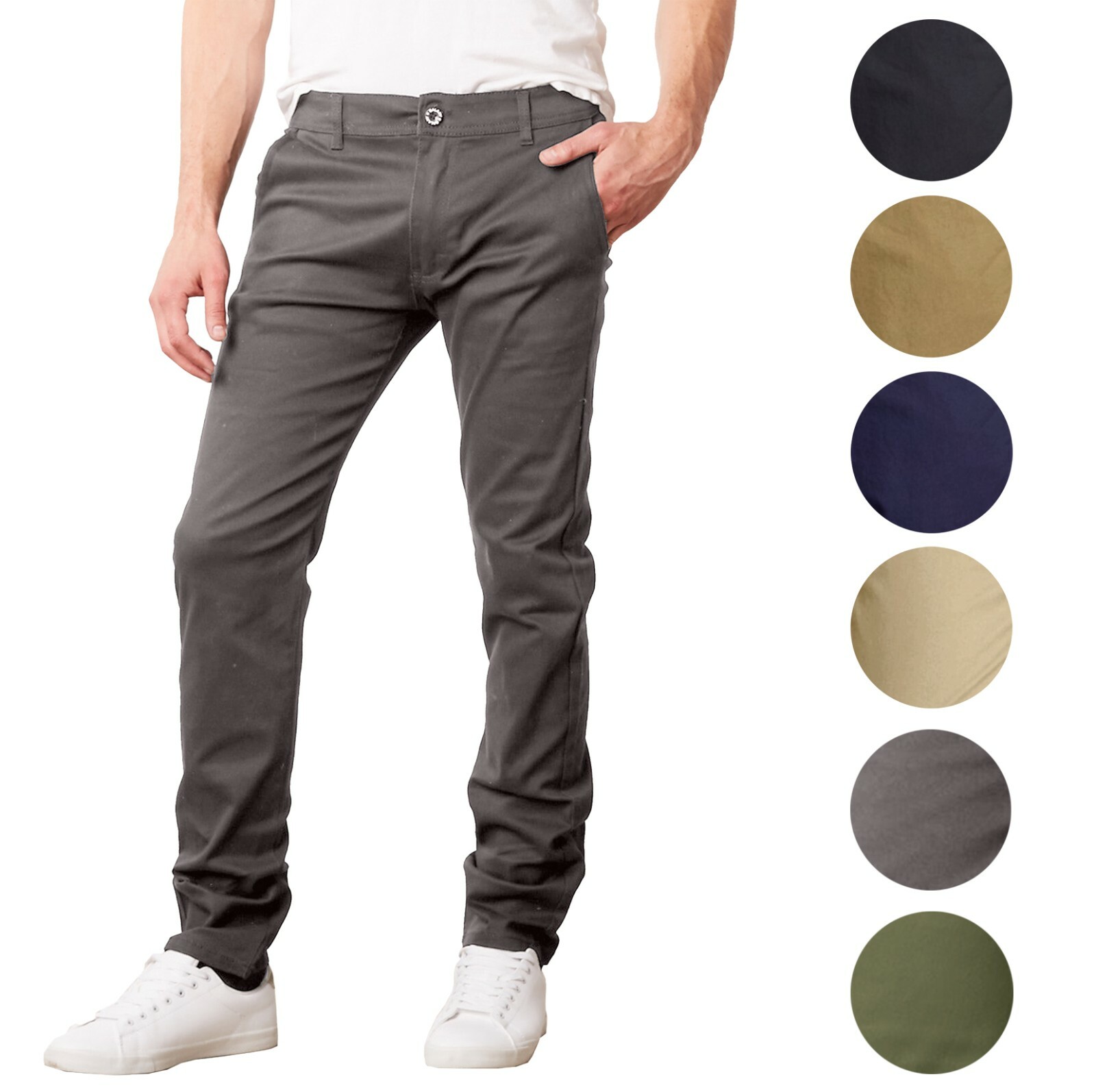 Men’s Stretch Cotton Chino Pocket Casual Pants ( Size 30-42 ) NWT Free Shipping
