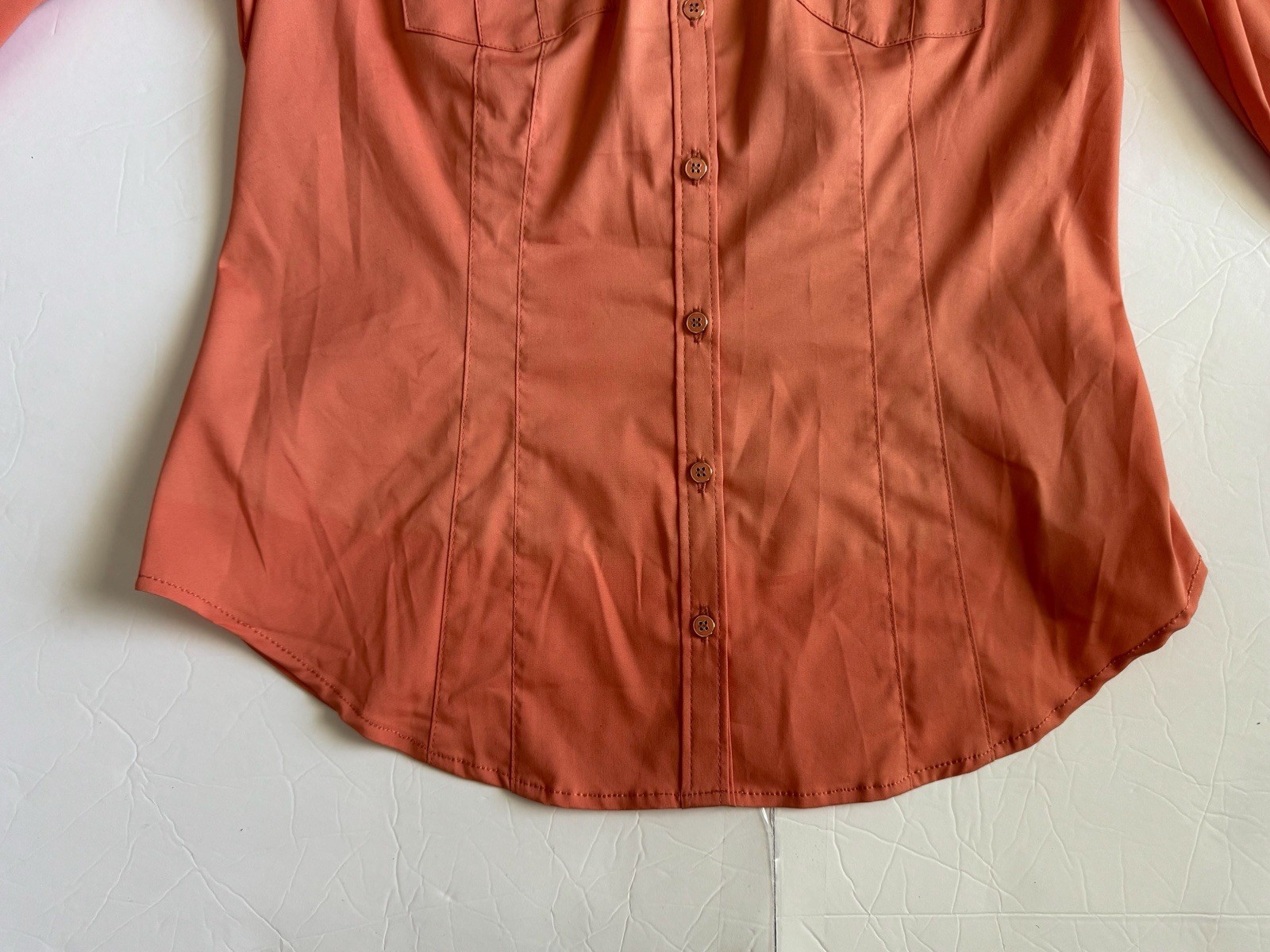 NWT 7th Avenue NY&C Coral Utility Shirt Military Button Down Pocket Epaulets